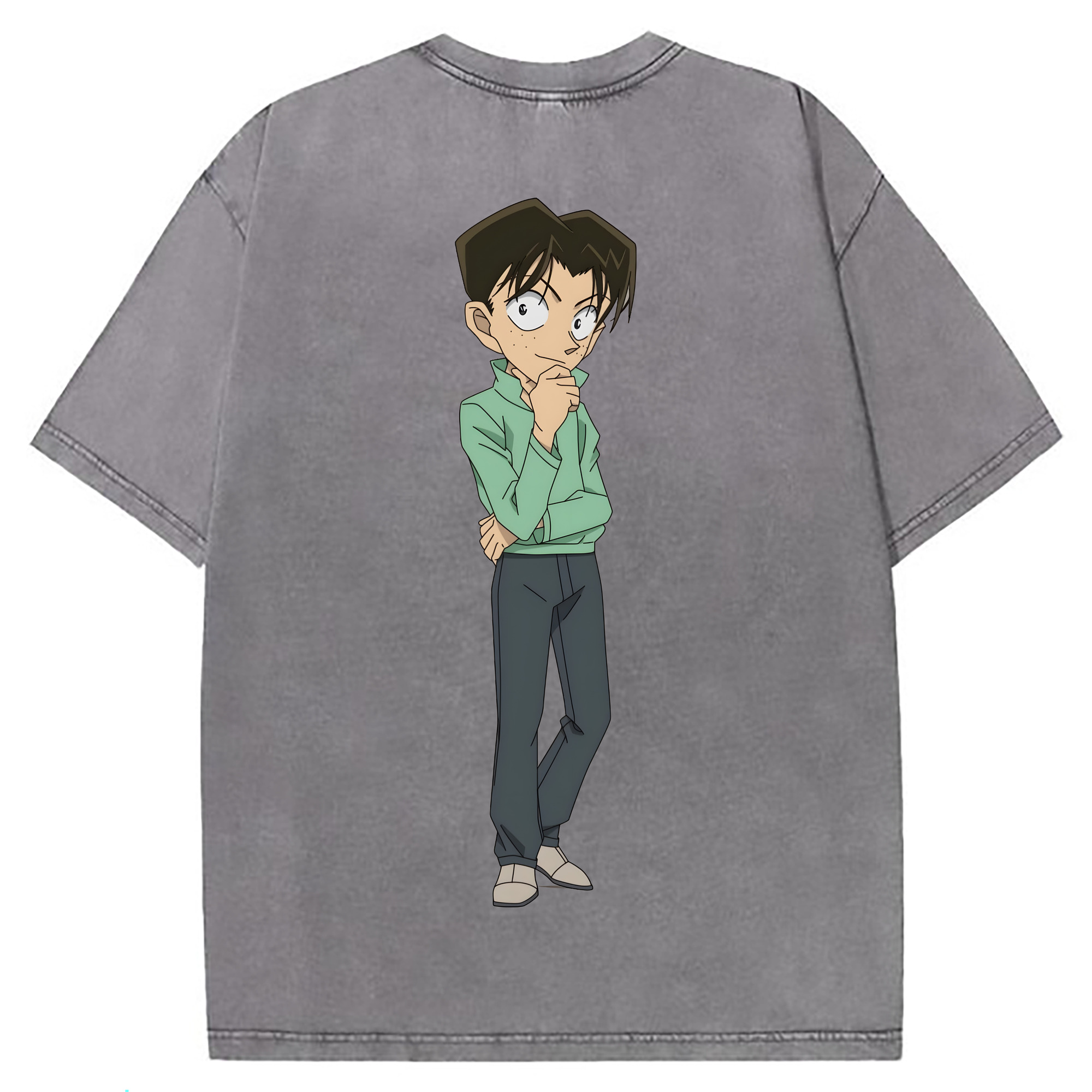 （画像用） 名探偵コナン 円谷 光彦 つぶらや みつひこ Detective Conan Mitch Tennyson 綿100% ヴィンテージ風 半袖Tシャツ（背面プリント）
