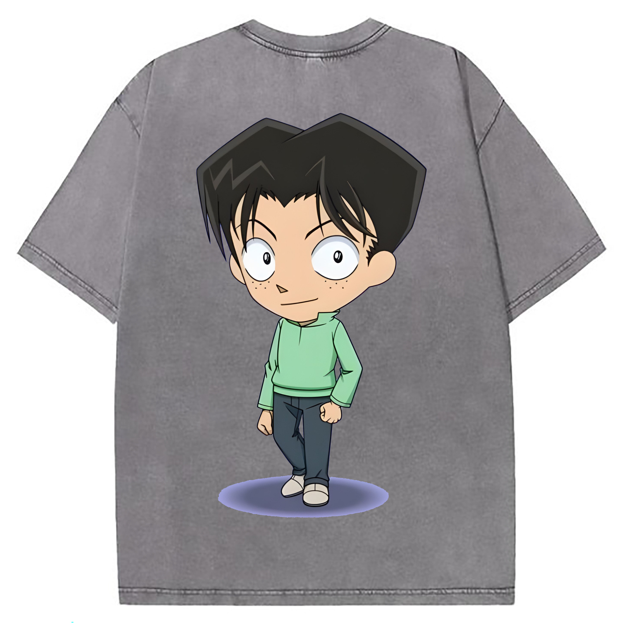 （画像用） 名探偵コナン 円谷 光彦 つぶらや みつひこ Detective Conan Mitch Tennyson 綿100% ヴィンテージ風 半袖Tシャツ（背面プリント）