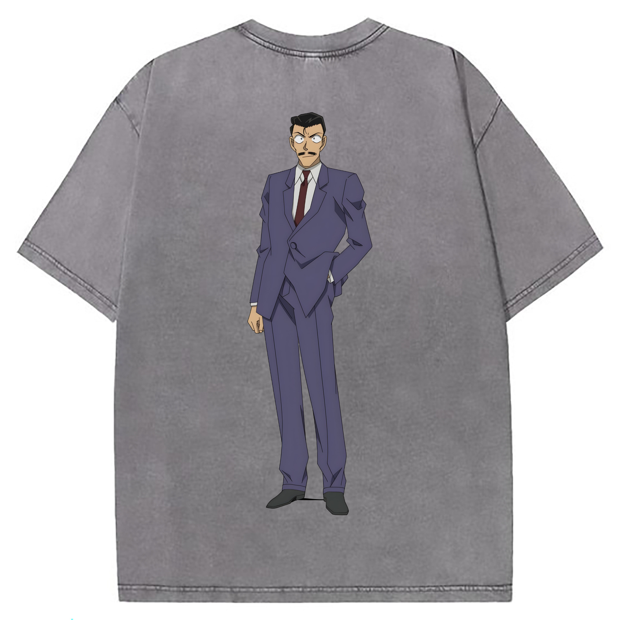 （画像用） 名探偵コナン 毛利 小五郎 もうり こごろう Detective Conan 綿100% ヴィンテージ風 半袖Tシャツ（背面プリント）