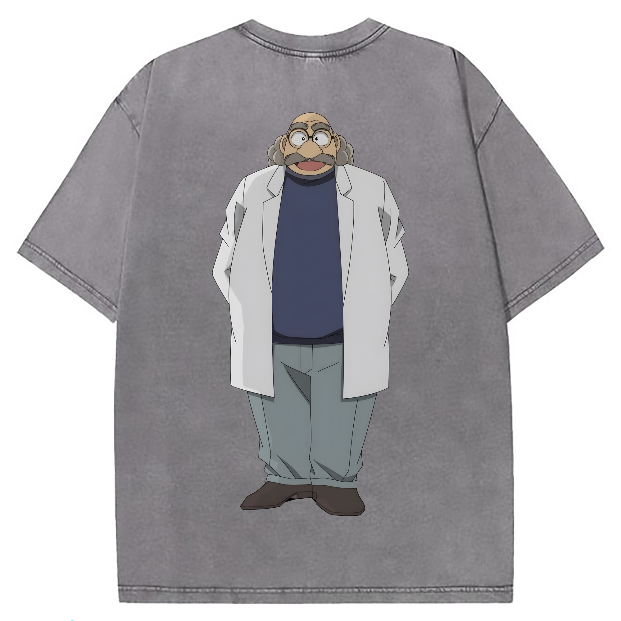 （画像用） 名探偵コナン あがさ ひろし Detective Conan Agasa Hiroshi 綿100% ヴィンテージ風 半袖Tシャツ（背面プリント）