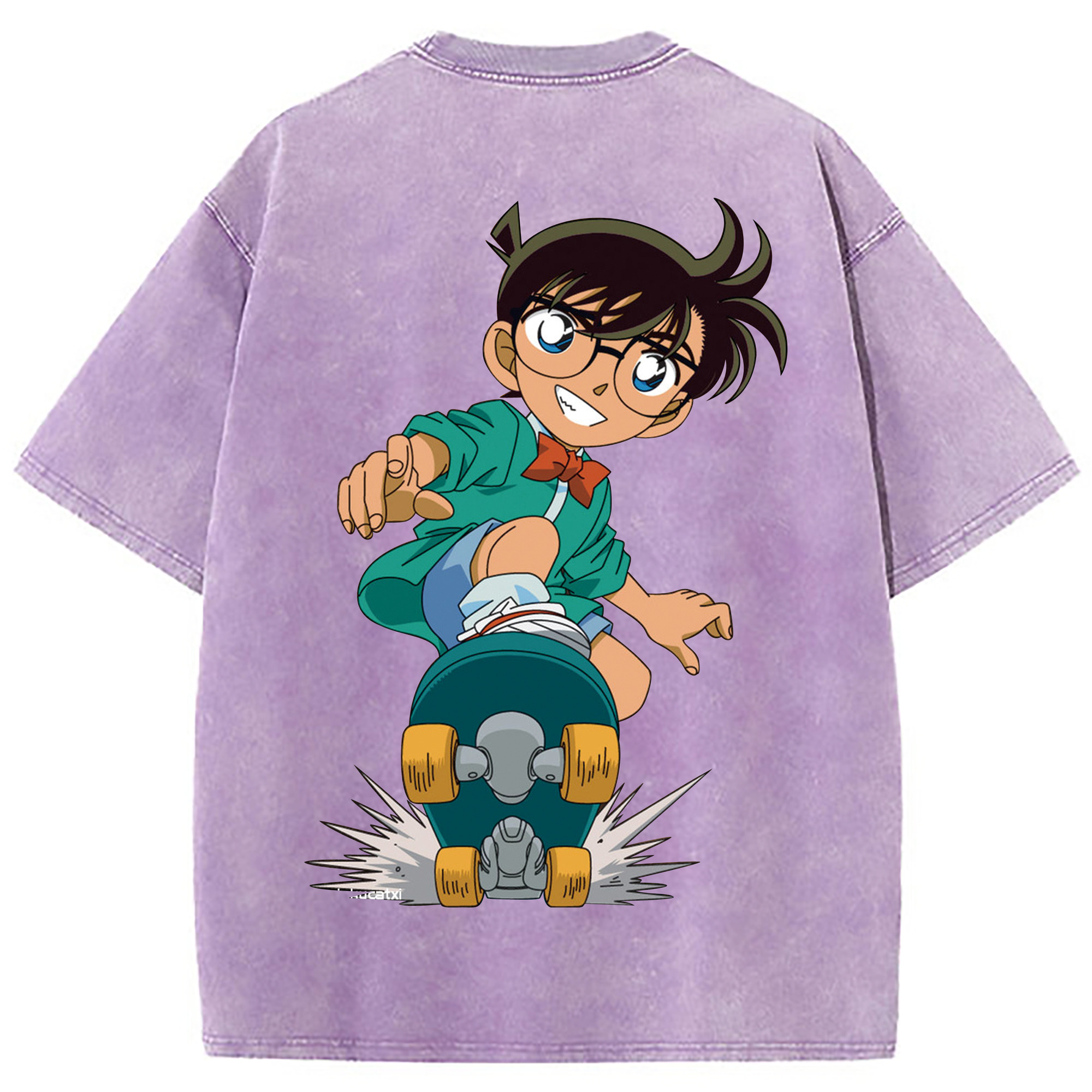 （画像用） 名探偵コナン 江戸川 コナン Detective Conan Conan Edogawa 綿100% ヴィンテージ風 半袖Tシャツ（背面プリント）