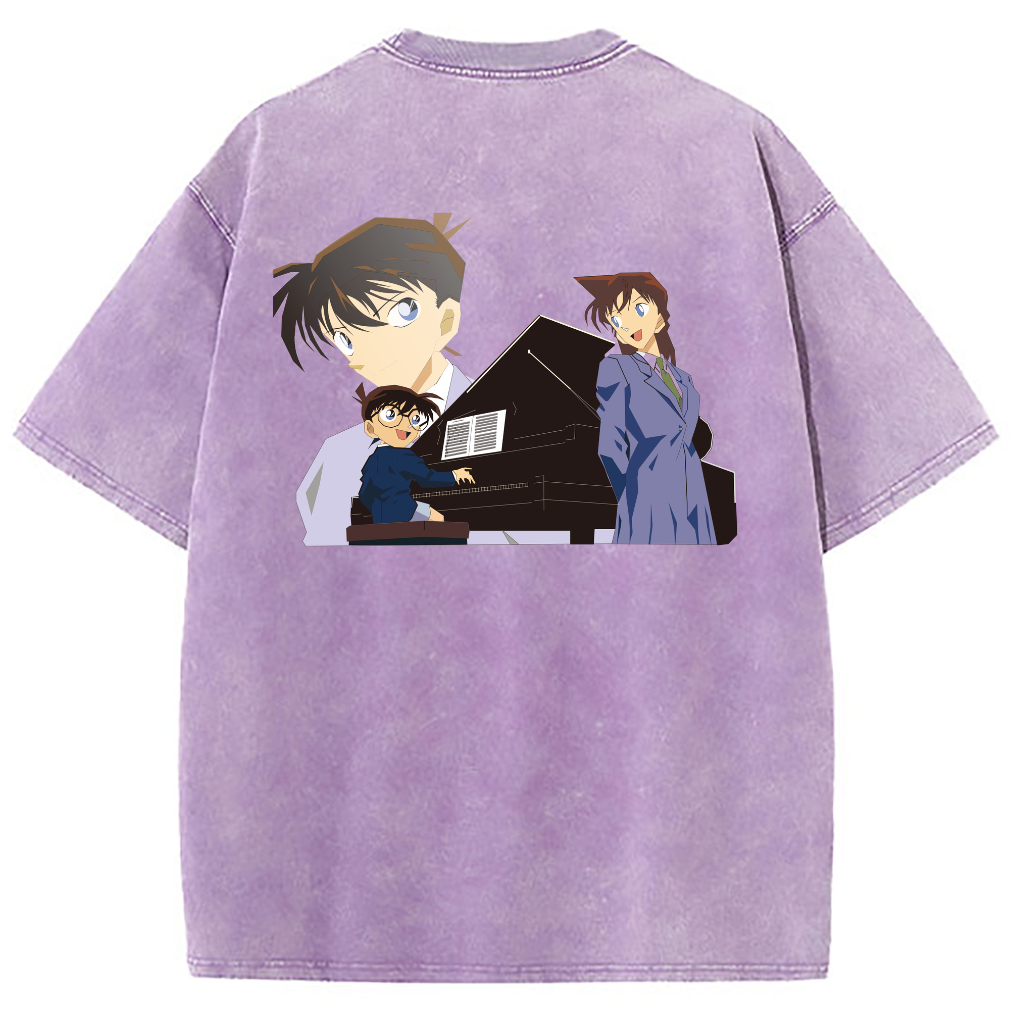 （画像用） 名探偵コナン 毛利 蘭 もうり らん、モーリ ラン Detective Conan Rachel Moore 綿100% ヴィンテージ風 半袖Tシャツ（背面プリント）