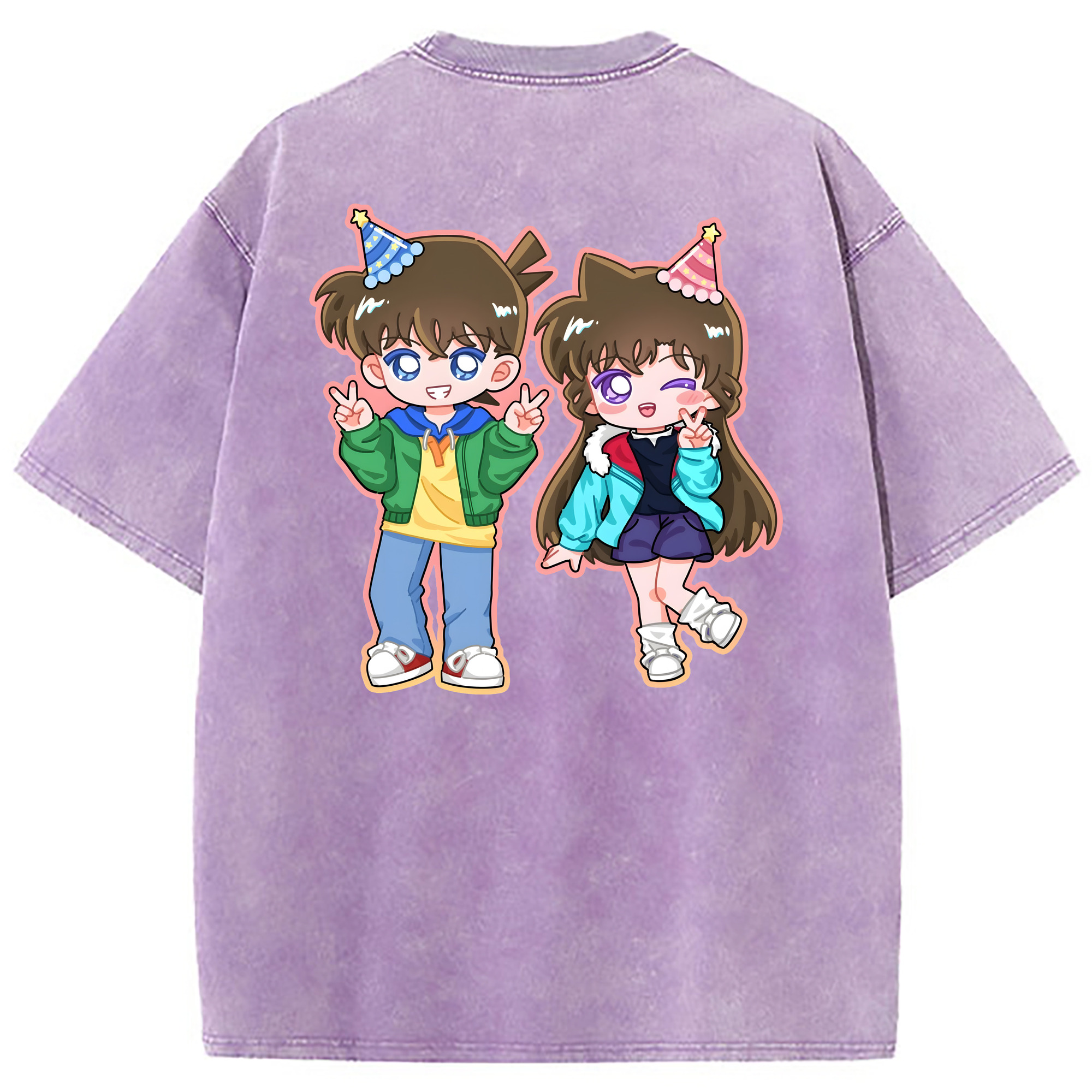 （画像用） 名探偵コナン 毛利 蘭 もうり らん、モーリ ラン Detective Conan Rachel Moore 綿100% ヴィンテージ風 半袖Tシャツ（背面プリント）