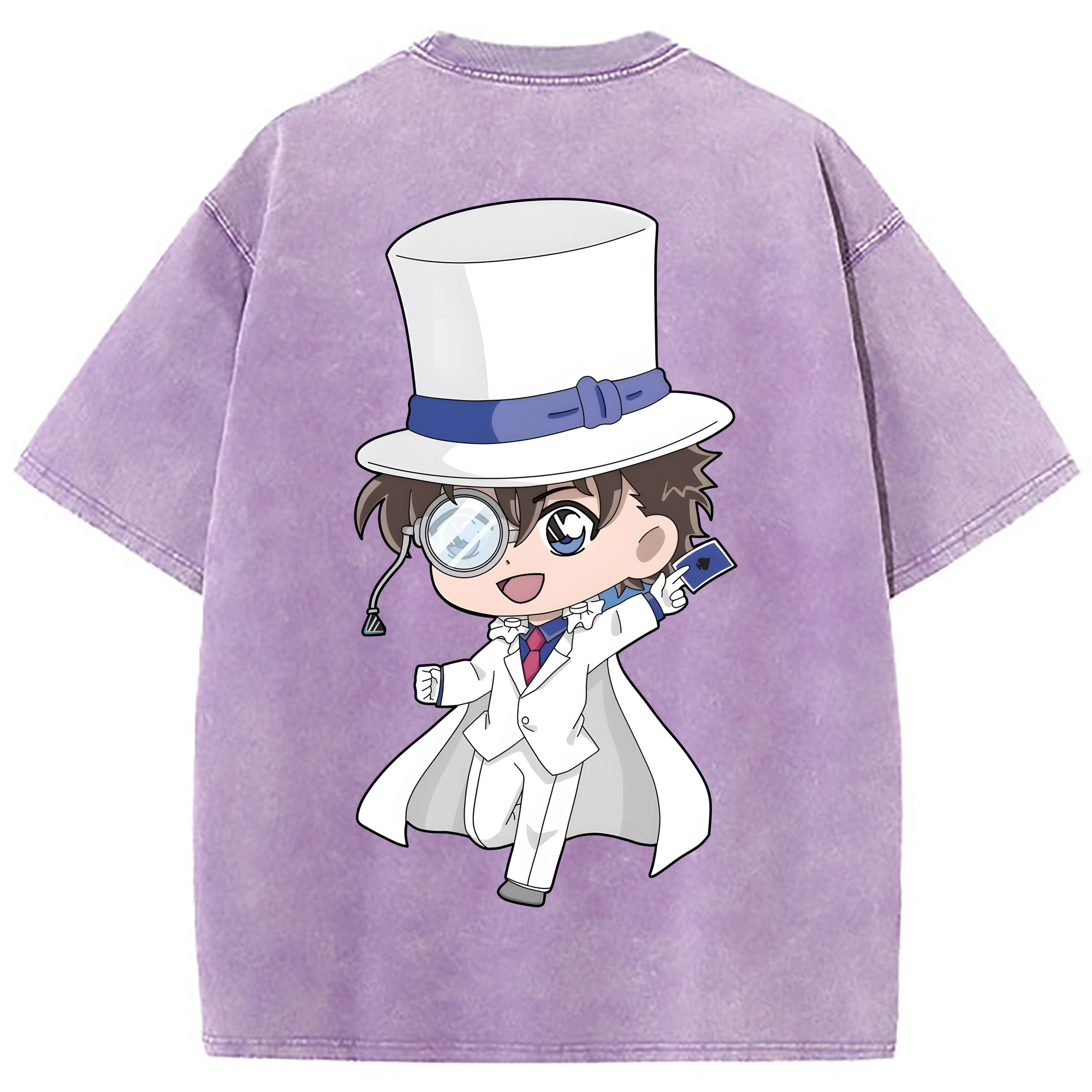 （画像用） 名探偵コナン くろば かいと Detective Conan Kuroba Kaito 綿100% ヴィンテージ風 半袖Tシャツ（背面プリント）
