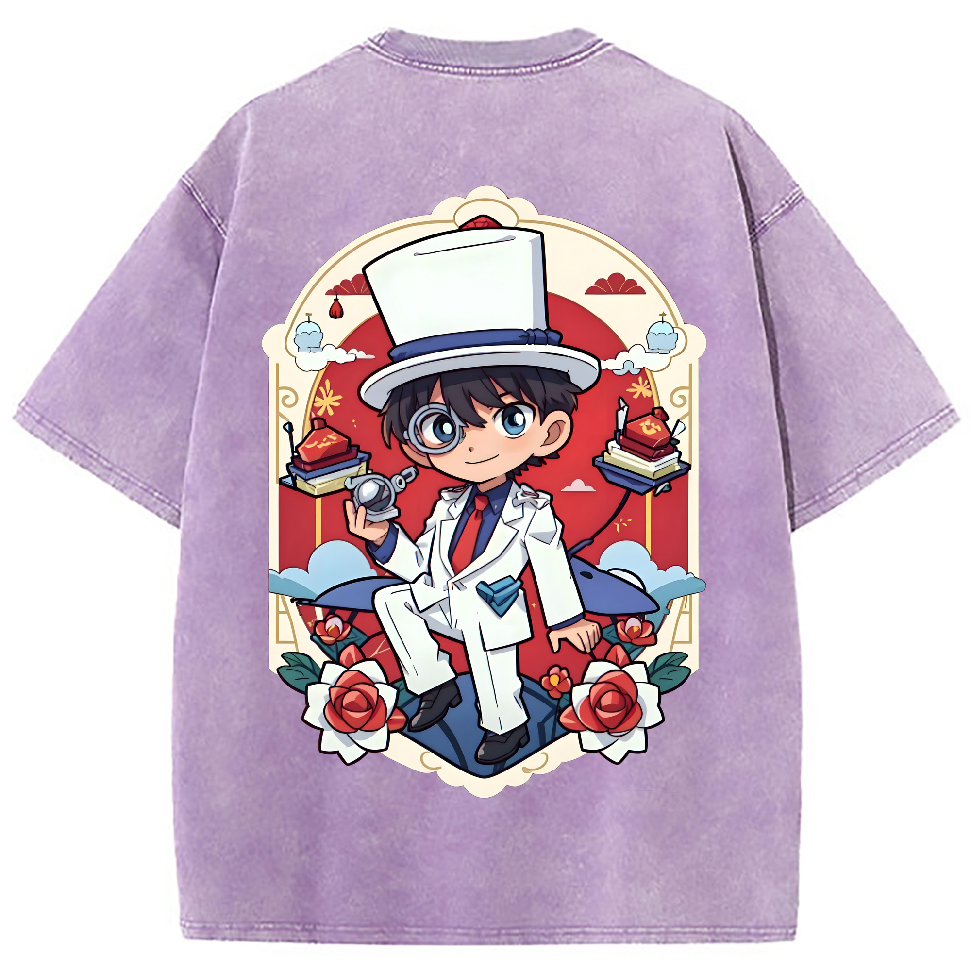 （画像用） 名探偵コナン くろば かいと Detective Conan Kuroba Kaito 綿100% ヴィンテージ風 半袖Tシャツ（背面プリント）