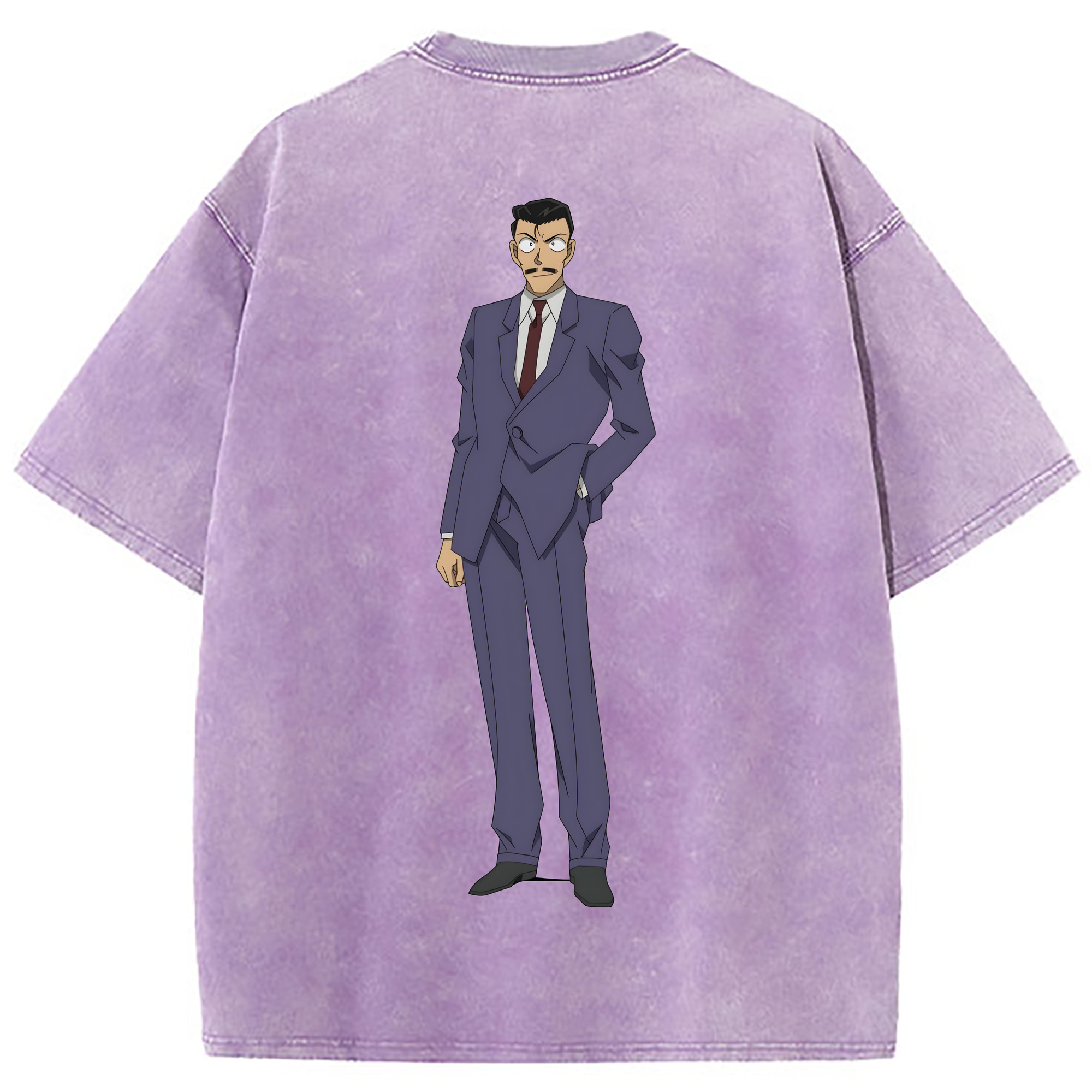 （画像用） 名探偵コナン 毛利 小五郎 もうり こごろう Detective Conan 綿100% ヴィンテージ風 半袖Tシャツ（背面プリント）