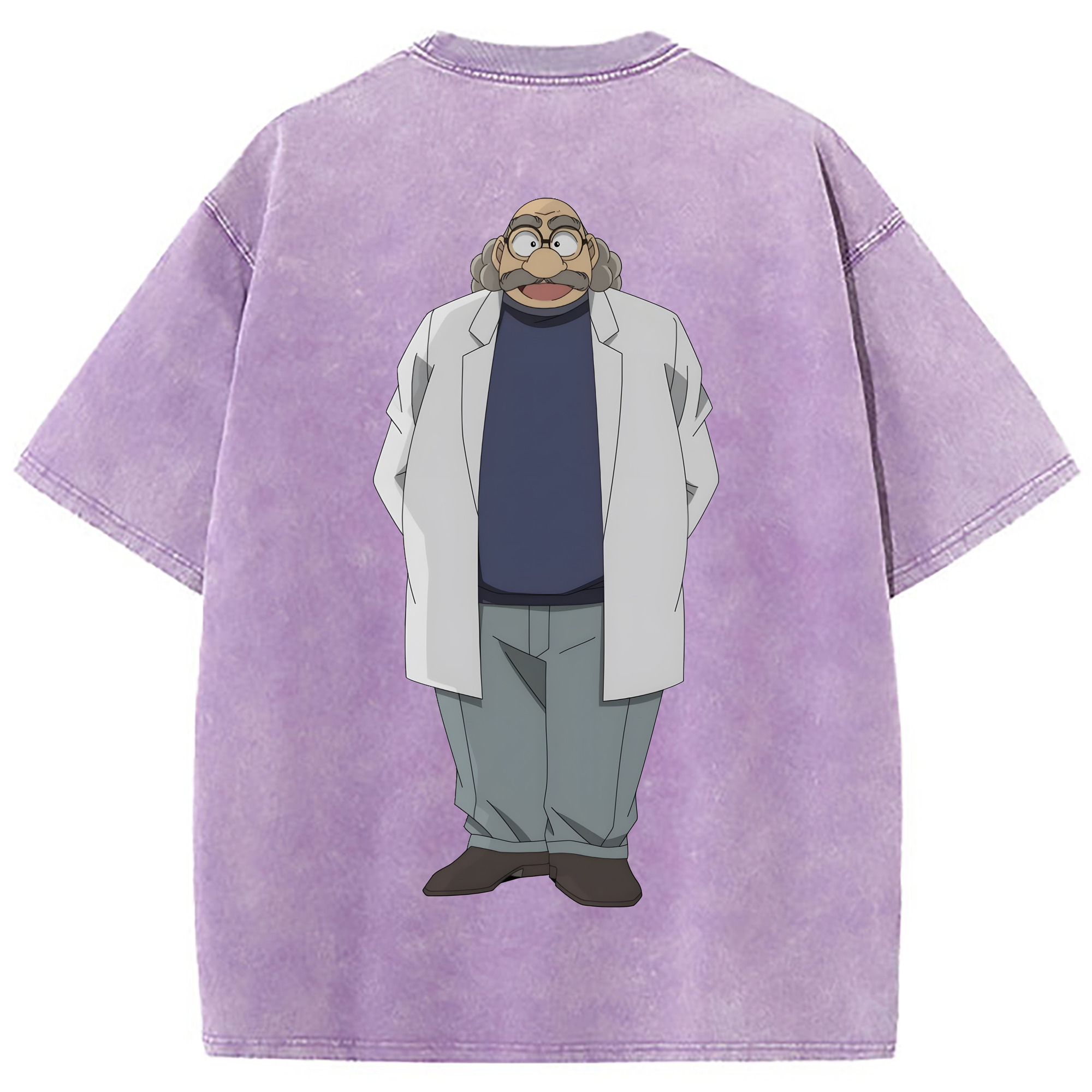 （画像用） 名探偵コナン あがさ ひろし Detective Conan Agasa Hiroshi 綿100% ヴィンテージ風 半袖Tシャツ（背面プリント）