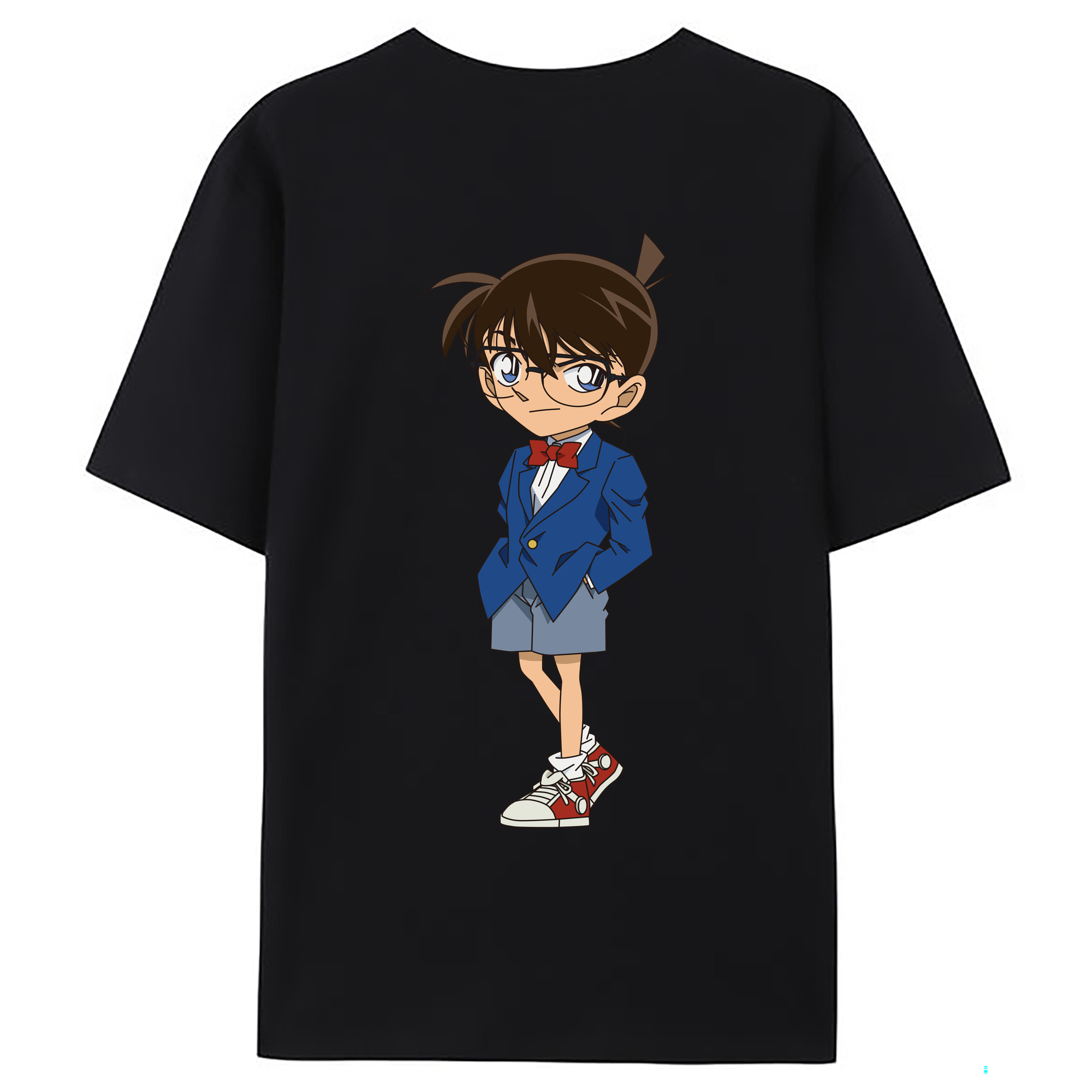 （画像用） 名探偵コナン 江戸川 コナン Detective Conan Conan Edogawa 綿100％ メンズ半袖Tシャツ（バックプリント） 通気性