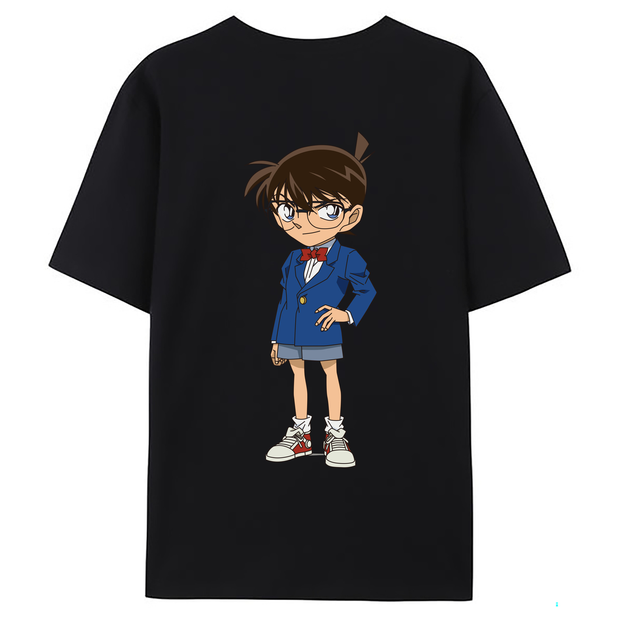 （画像用） 名探偵コナン 江戸川 コナン Detective Conan Conan Edogawa 綿100％ メンズ半袖Tシャツ（バックプリント） 通気性