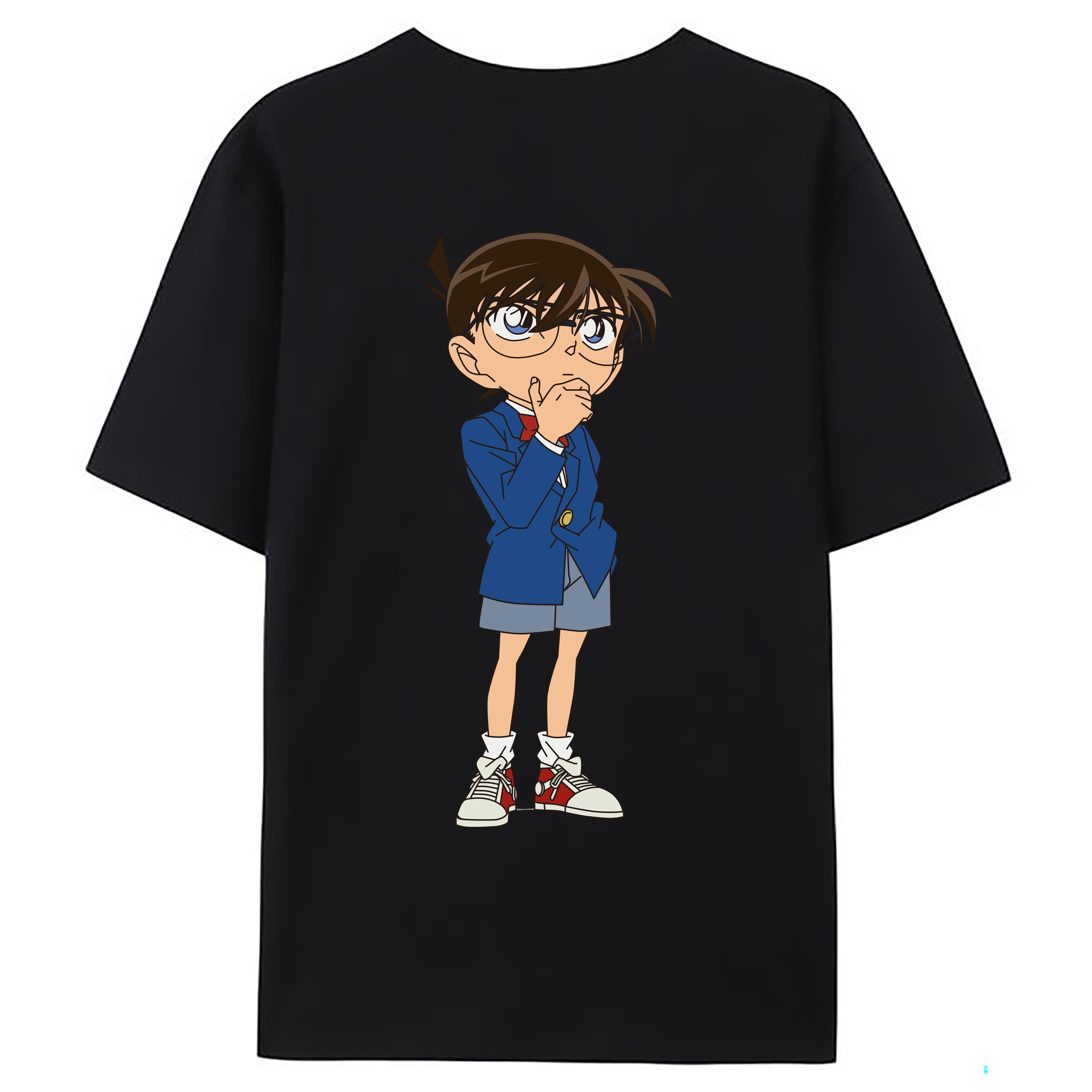 （画像用） 名探偵コナン 江戸川 コナン Detective Conan Conan Edogawa 綿100％ メンズ半袖Tシャツ（バックプリント） 通気性