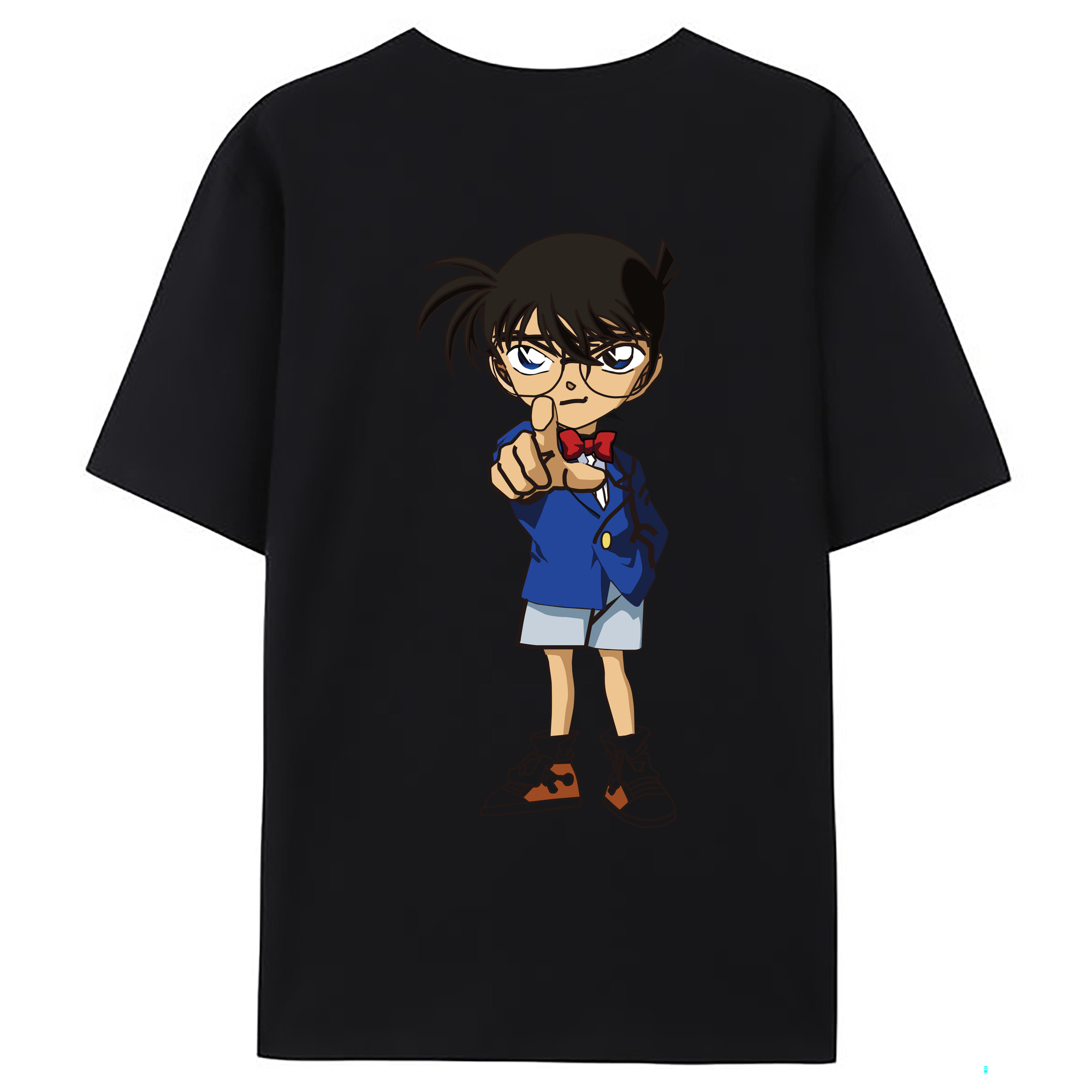（画像用） 名探偵コナン 江戸川 コナン Detective Conan Conan Edogawa 綿100％ メンズ半袖Tシャツ（バックプリント） 通気性