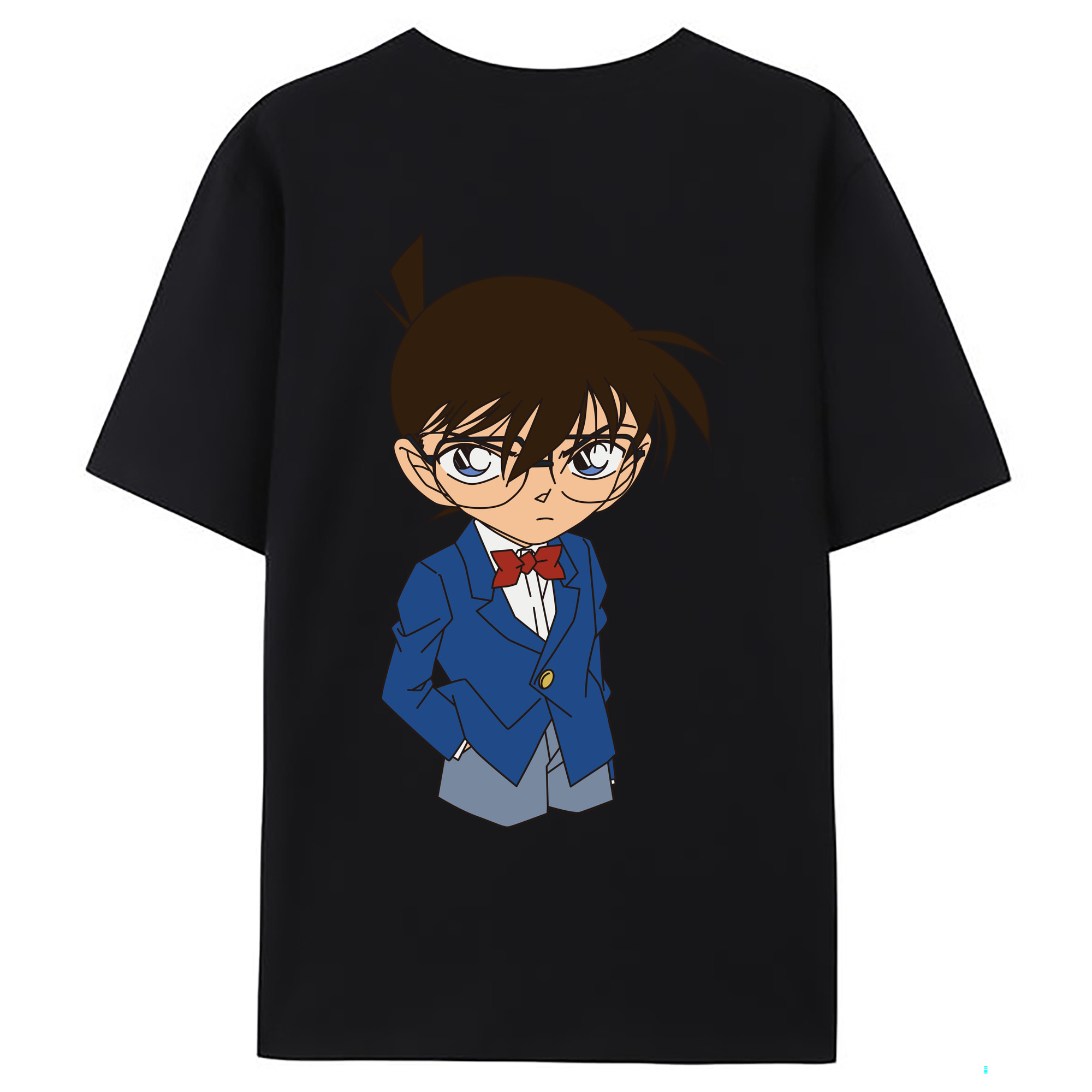 （画像用） 名探偵コナン 江戸川 コナン Detective Conan Conan Edogawa 綿100％ メンズ半袖Tシャツ（バックプリント） 通気性