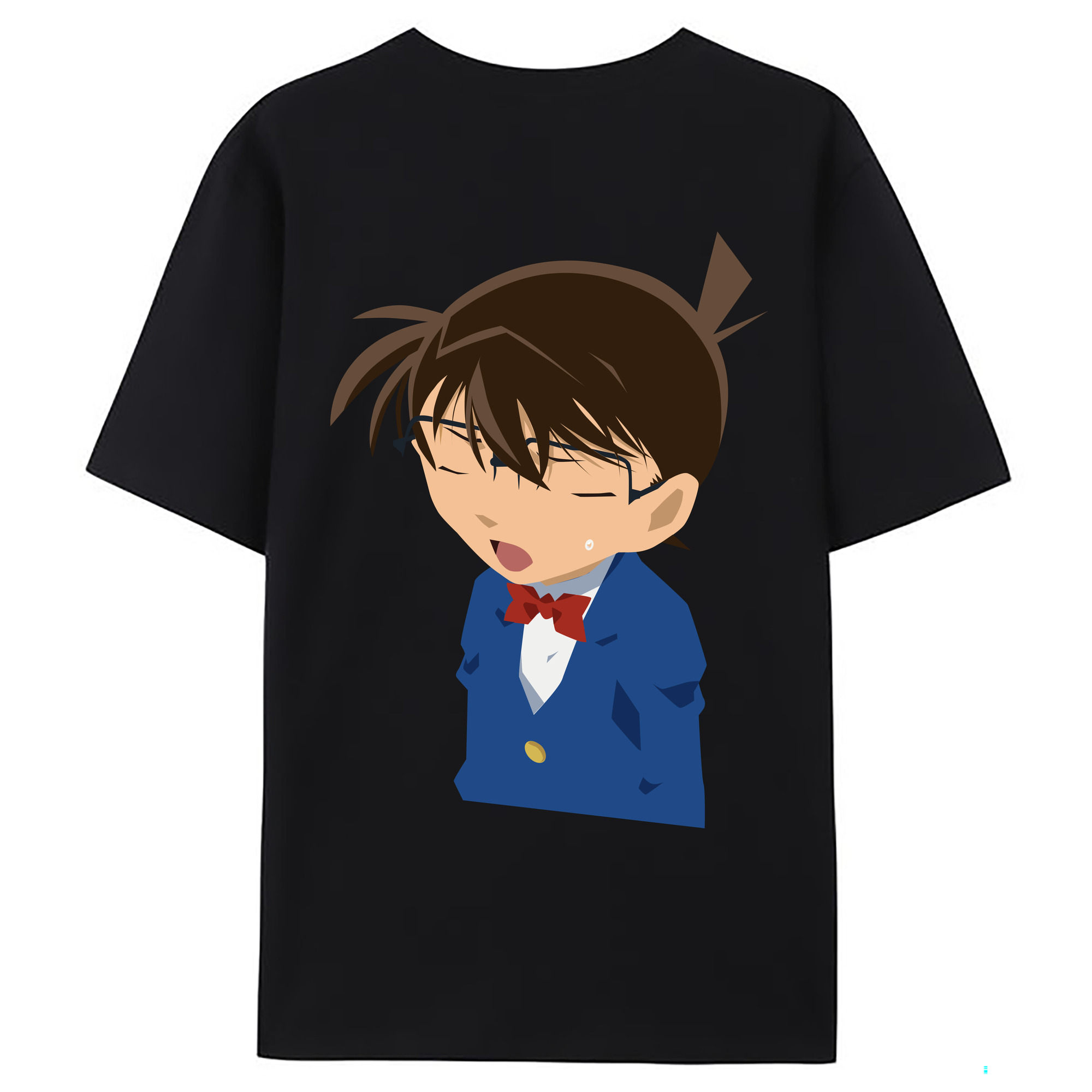 （画像用） 名探偵コナン 江戸川 コナン Detective Conan Conan Edogawa 綿100％ メンズ半袖Tシャツ（バックプリント） 通気性