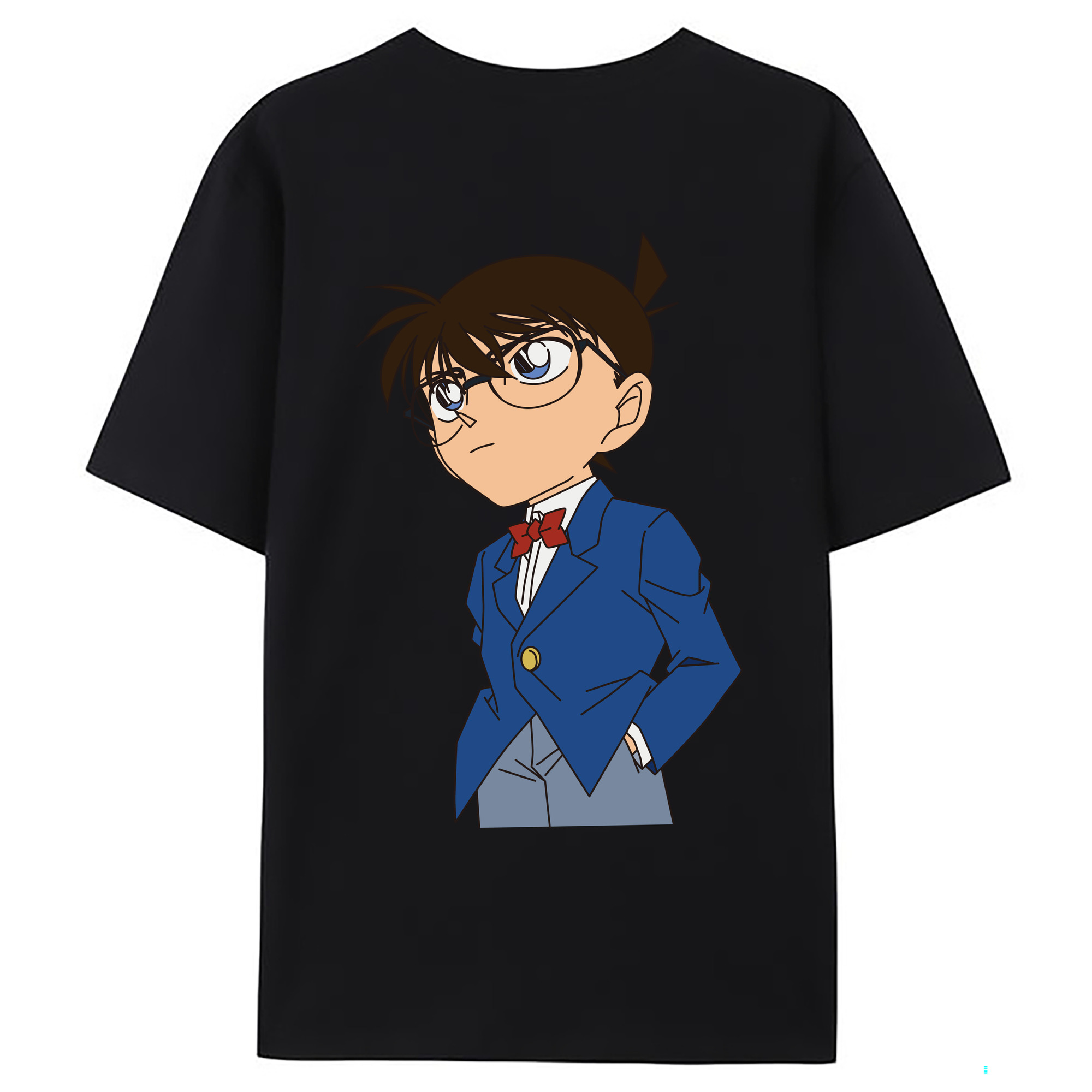 （画像用） 名探偵コナン 江戸川 コナン Detective Conan Conan Edogawa 綿100％ メンズ半袖Tシャツ（バックプリント） 通気性