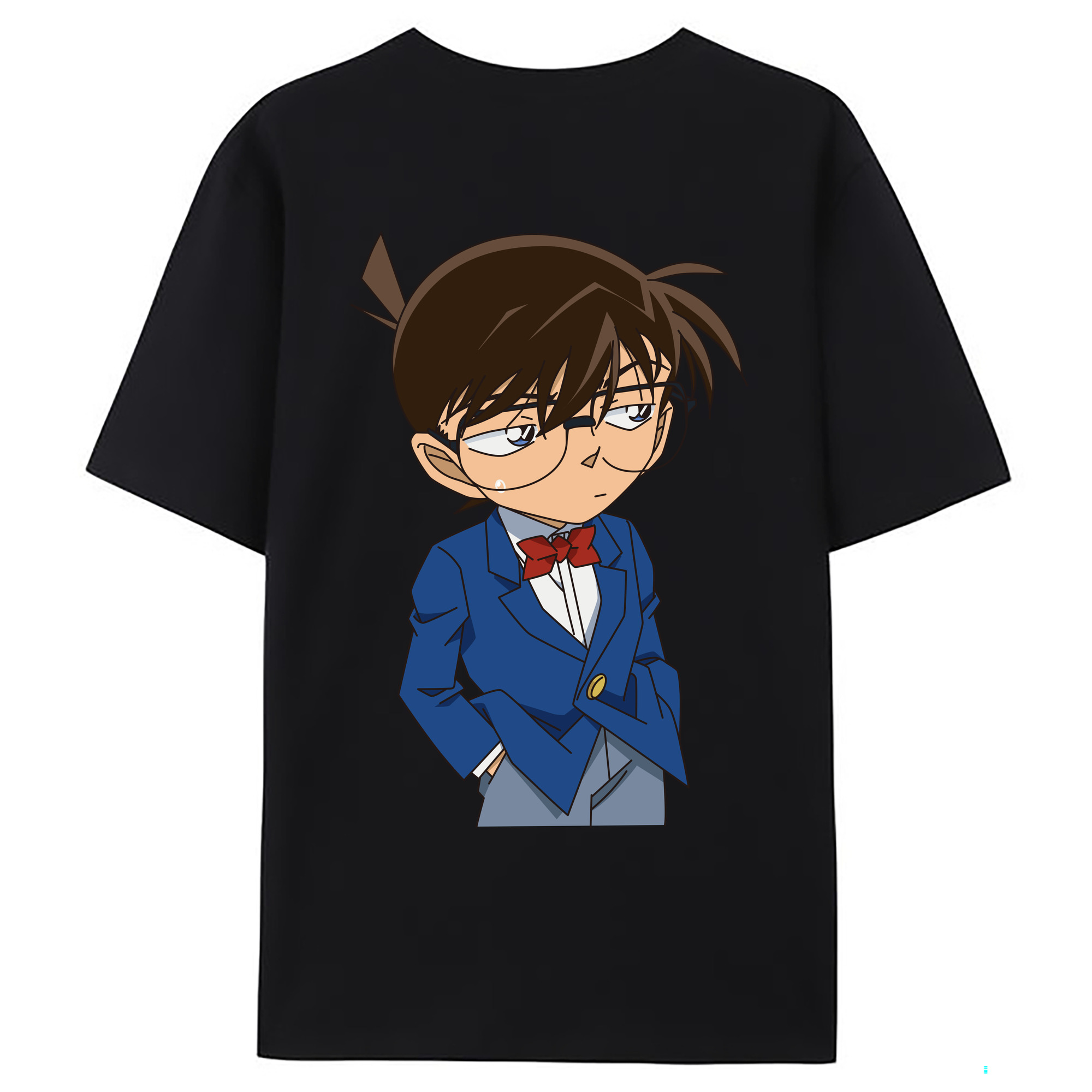 （画像用） 名探偵コナン 江戸川 コナン Detective Conan Conan Edogawa 綿100％ メンズ半袖Tシャツ（バックプリント） 通気性