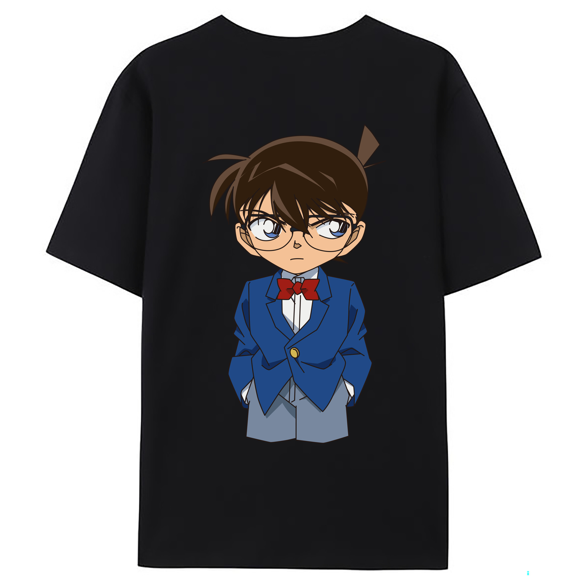（画像用） 名探偵コナン 江戸川 コナン Detective Conan Conan Edogawa 綿100％ メンズ半袖Tシャツ（バックプリント） 通気性