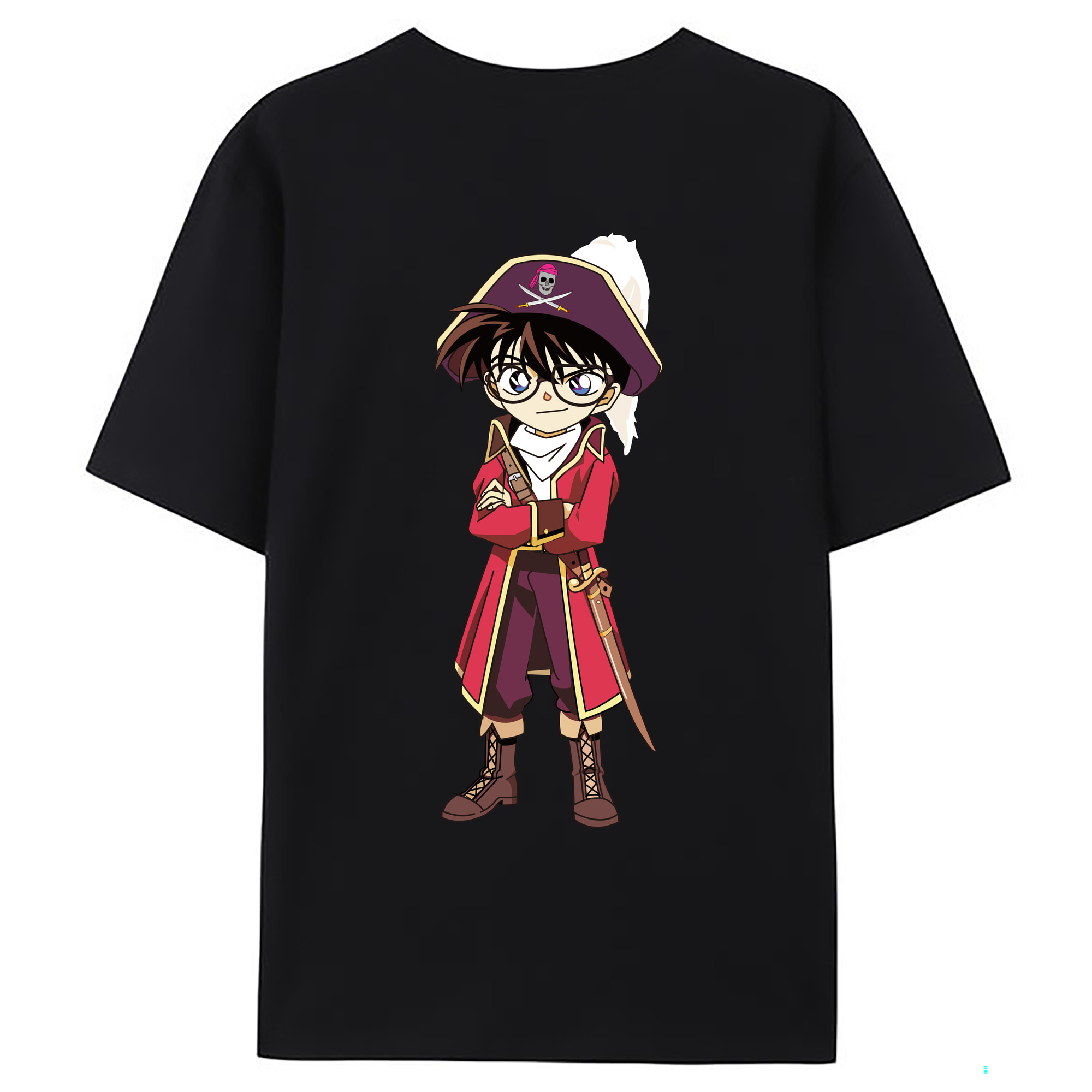 （画像用） 名探偵コナン 江戸川 コナン Detective Conan Conan Edogawa 綿100％ メンズ半袖Tシャツ（バックプリント） 通気性