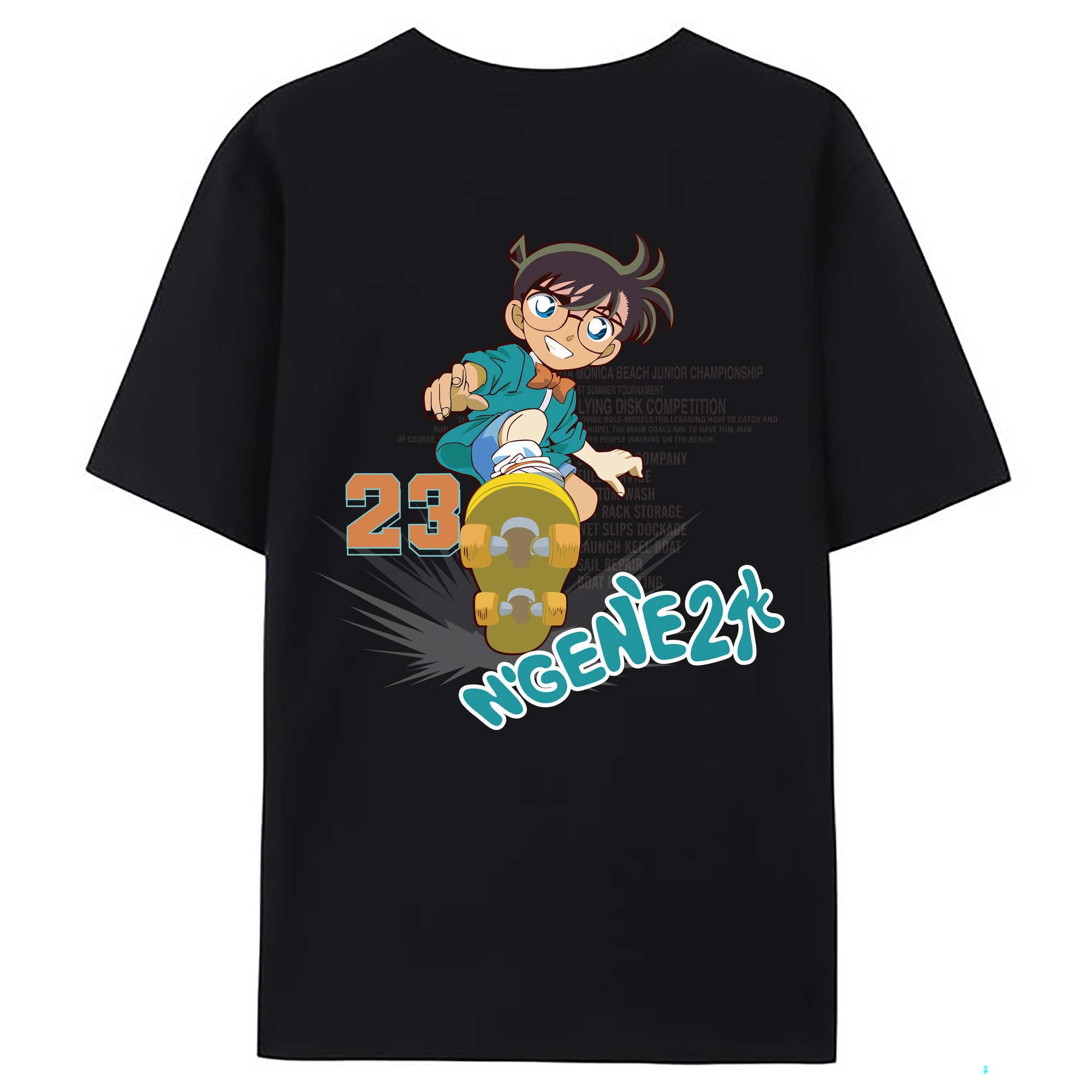 （画像用） 名探偵コナン 江戸川 コナン Detective Conan Conan Edogawa 綿100％ メンズ半袖Tシャツ（バックプリント） 通気性