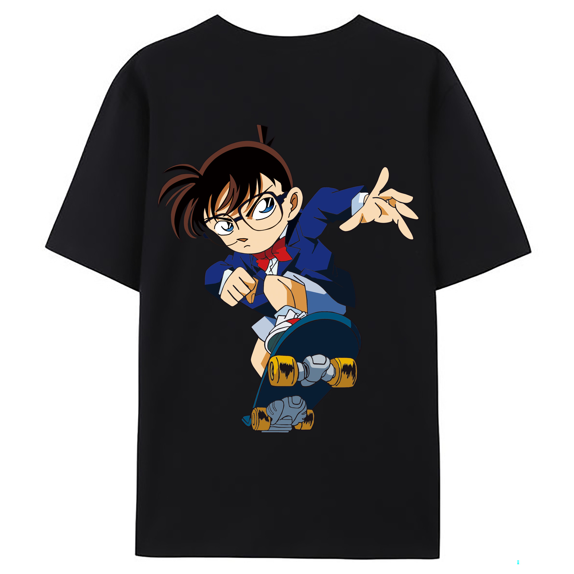 （画像用） 名探偵コナン 江戸川 コナン Detective Conan Conan Edogawa 綿100％ メンズ半袖Tシャツ（バックプリント） 通気性