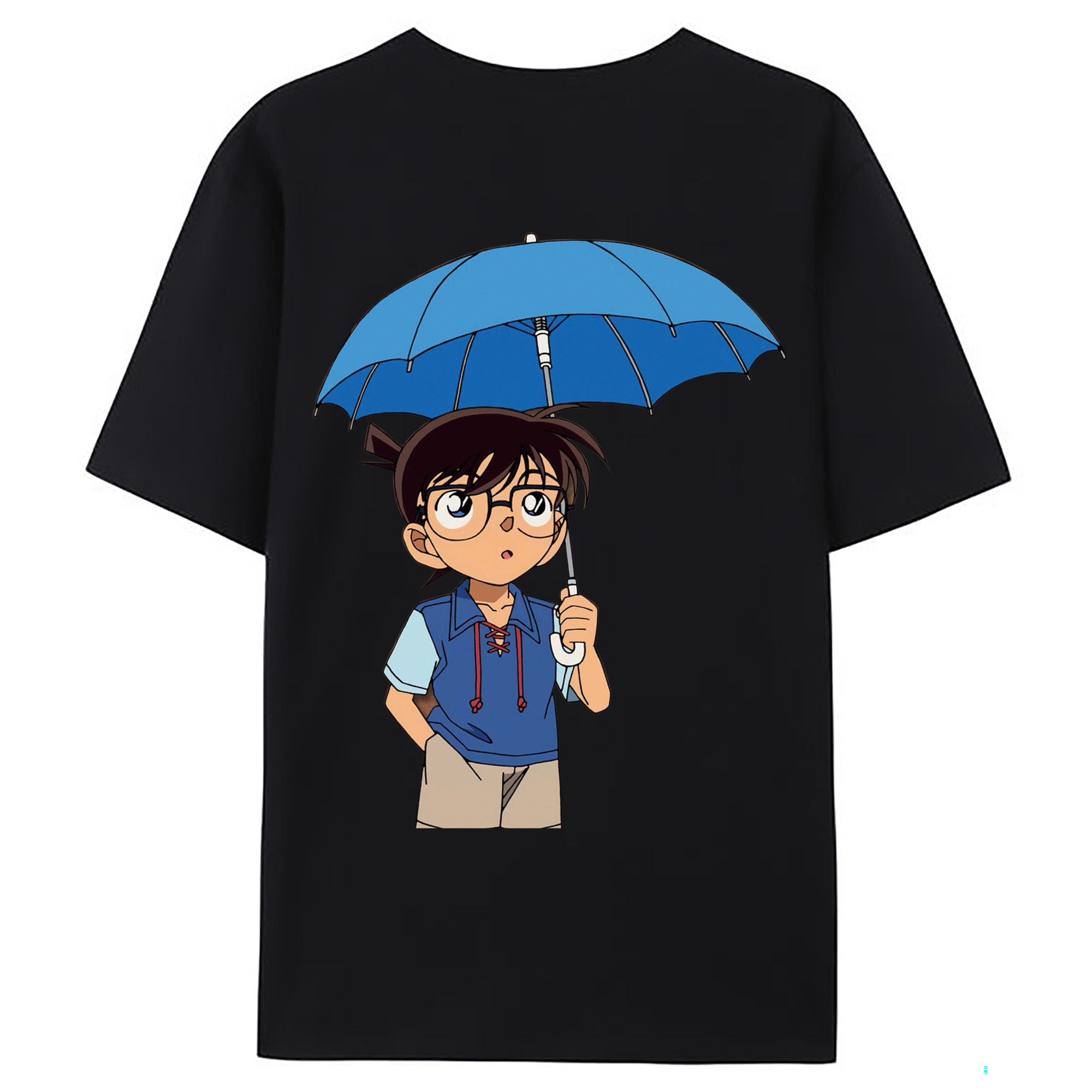 （画像用） 名探偵コナン 江戸川 コナン Detective Conan Conan Edogawa 綿100％ メンズ半袖Tシャツ（バックプリント） 通気性