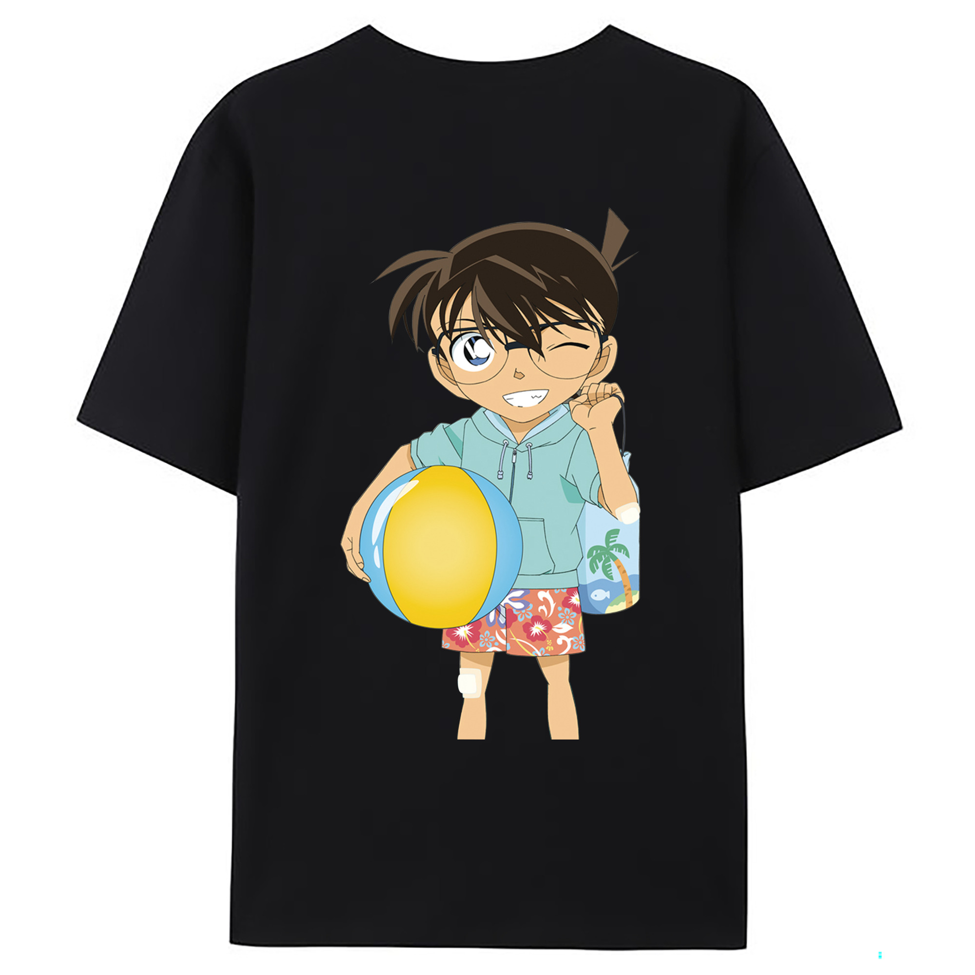 （画像用） 名探偵コナン 江戸川 コナン Detective Conan Conan Edogawa 綿100％ メンズ半袖Tシャツ（バックプリント） 通気性