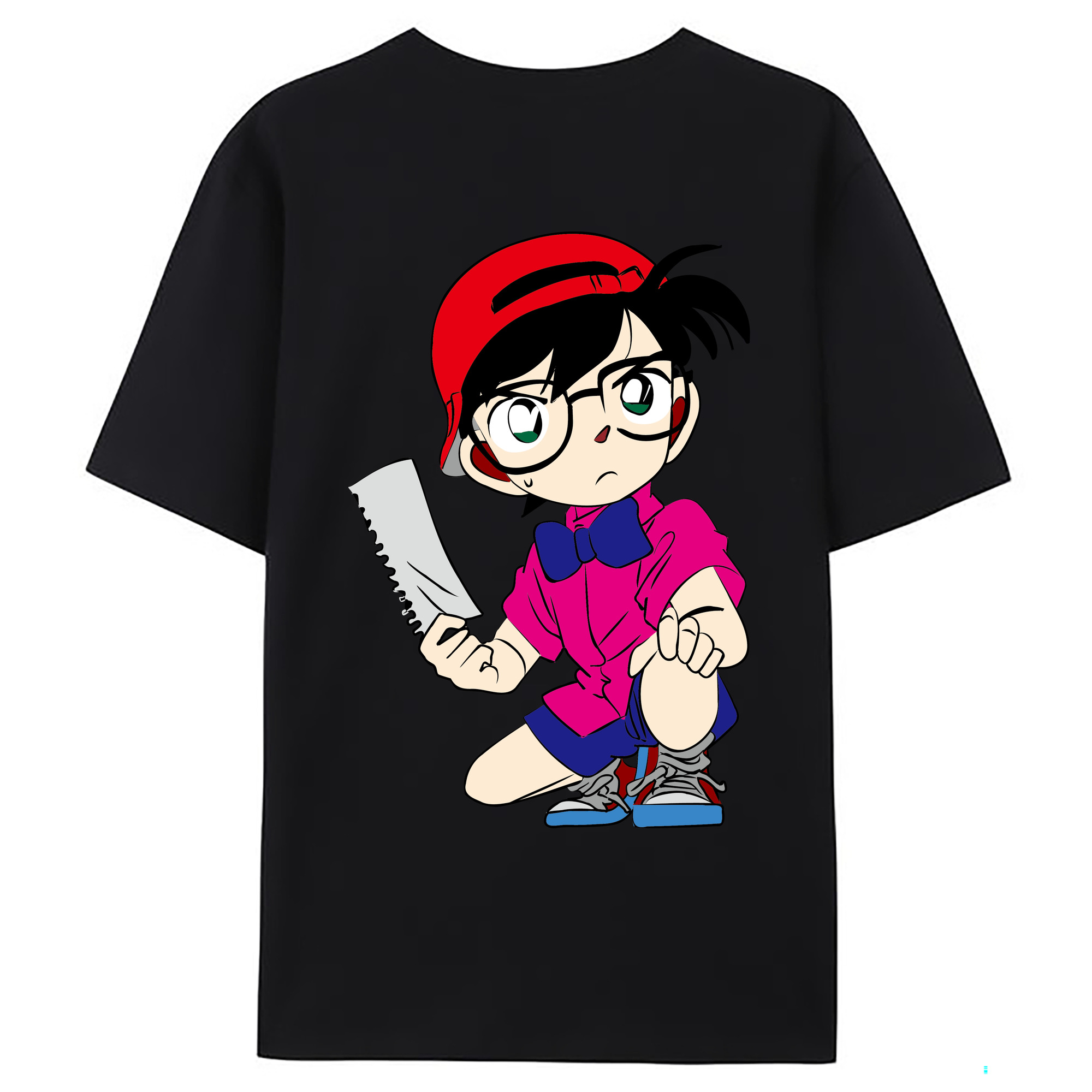（画像用） 名探偵コナン 江戸川 コナン Detective Conan Conan Edogawa 綿100％ メンズ半袖Tシャツ（バックプリント） 通気性