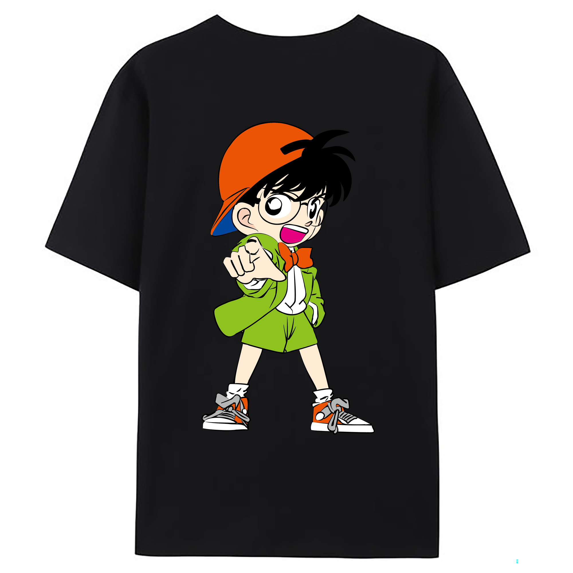 （画像用） 名探偵コナン 江戸川 コナン Detective Conan Conan Edogawa 綿100％ メンズ半袖Tシャツ（バックプリント） 通気性