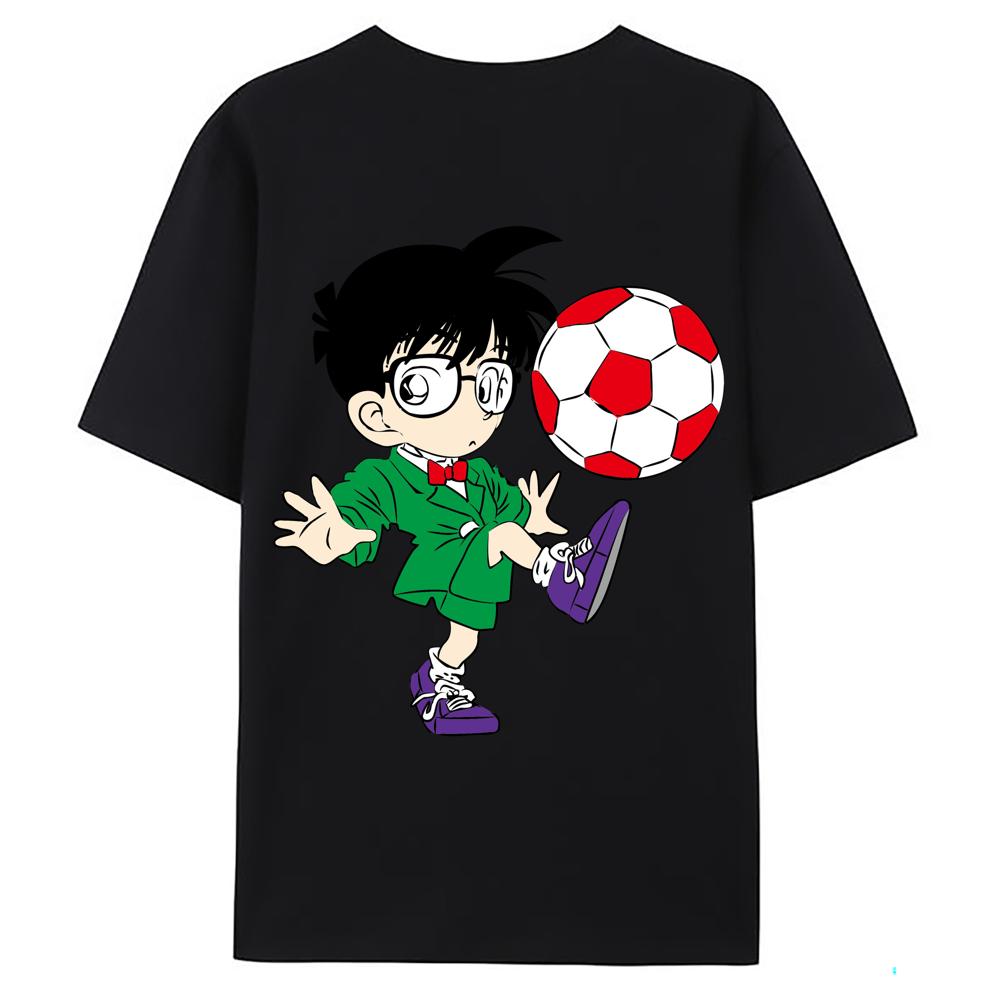 （画像用） 名探偵コナン 江戸川 コナン Detective Conan Conan Edogawa 綿100％ メンズ半袖Tシャツ（バックプリント） 通気性