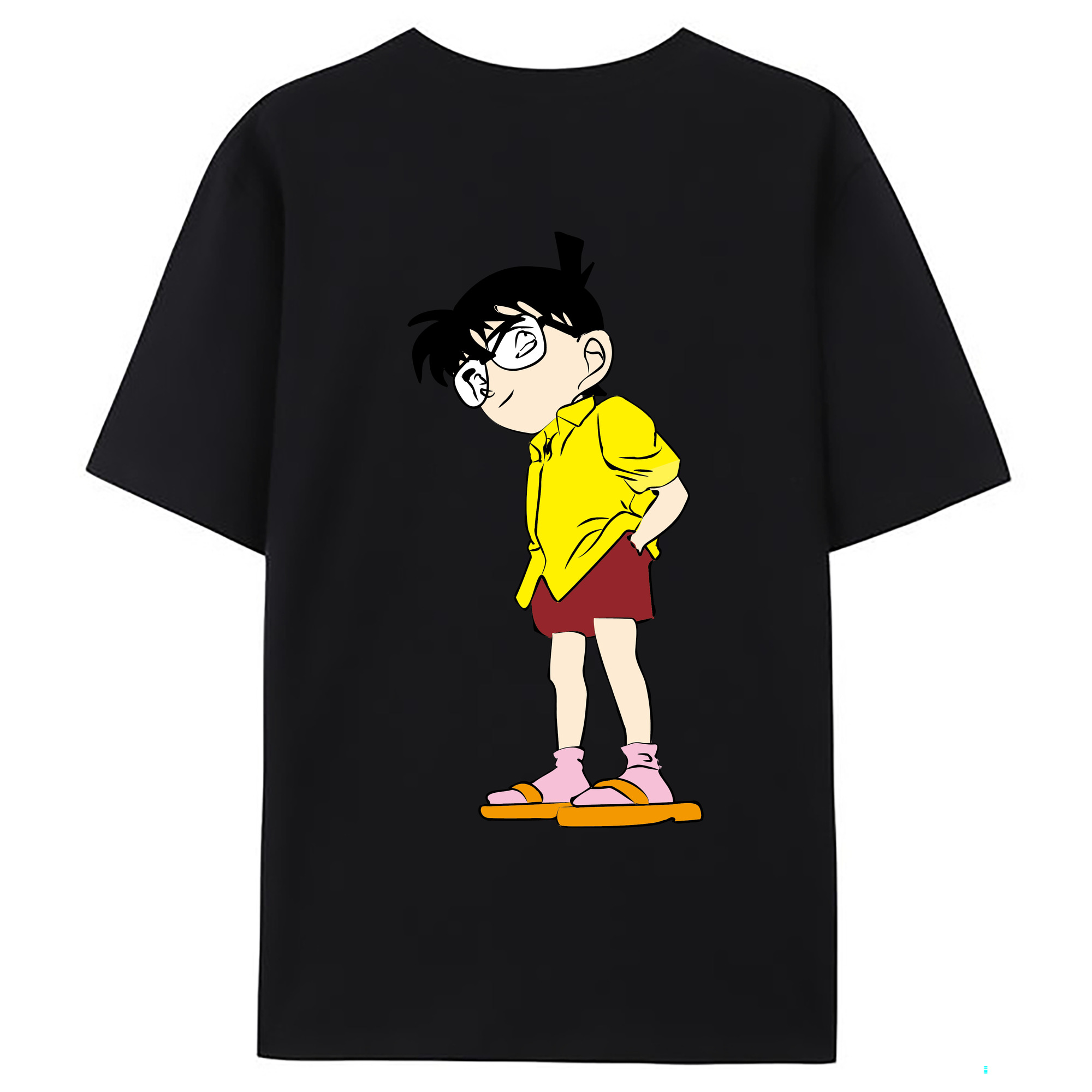 （画像用） 名探偵コナン 江戸川 コナン Detective Conan Conan Edogawa 綿100％ メンズ半袖Tシャツ（バックプリント） 通気性