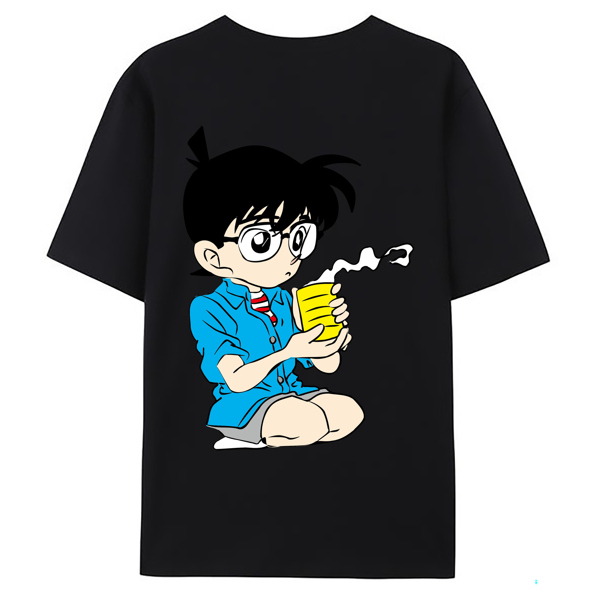 （画像用） 名探偵コナン 江戸川 コナン Detective Conan Conan Edogawa 綿100％ メンズ半袖Tシャツ（バックプリント） 通気性