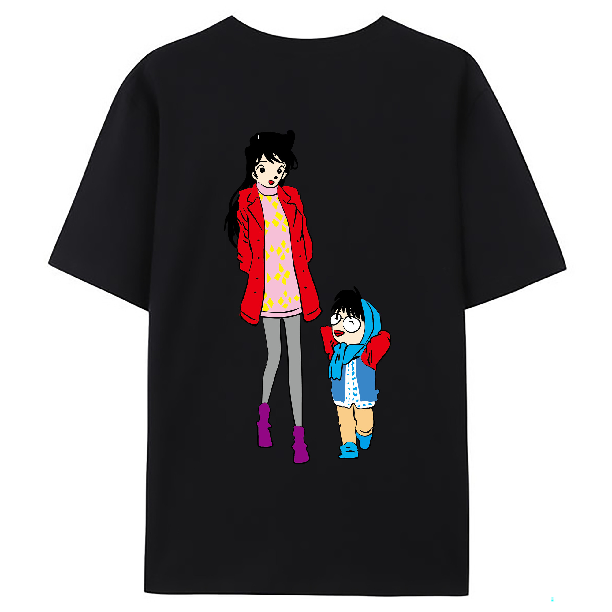 （画像用） 名探偵コナン 江戸川 コナン Detective Conan Conan Edogawa 綿100％ メンズ半袖Tシャツ（バックプリント） 通気性