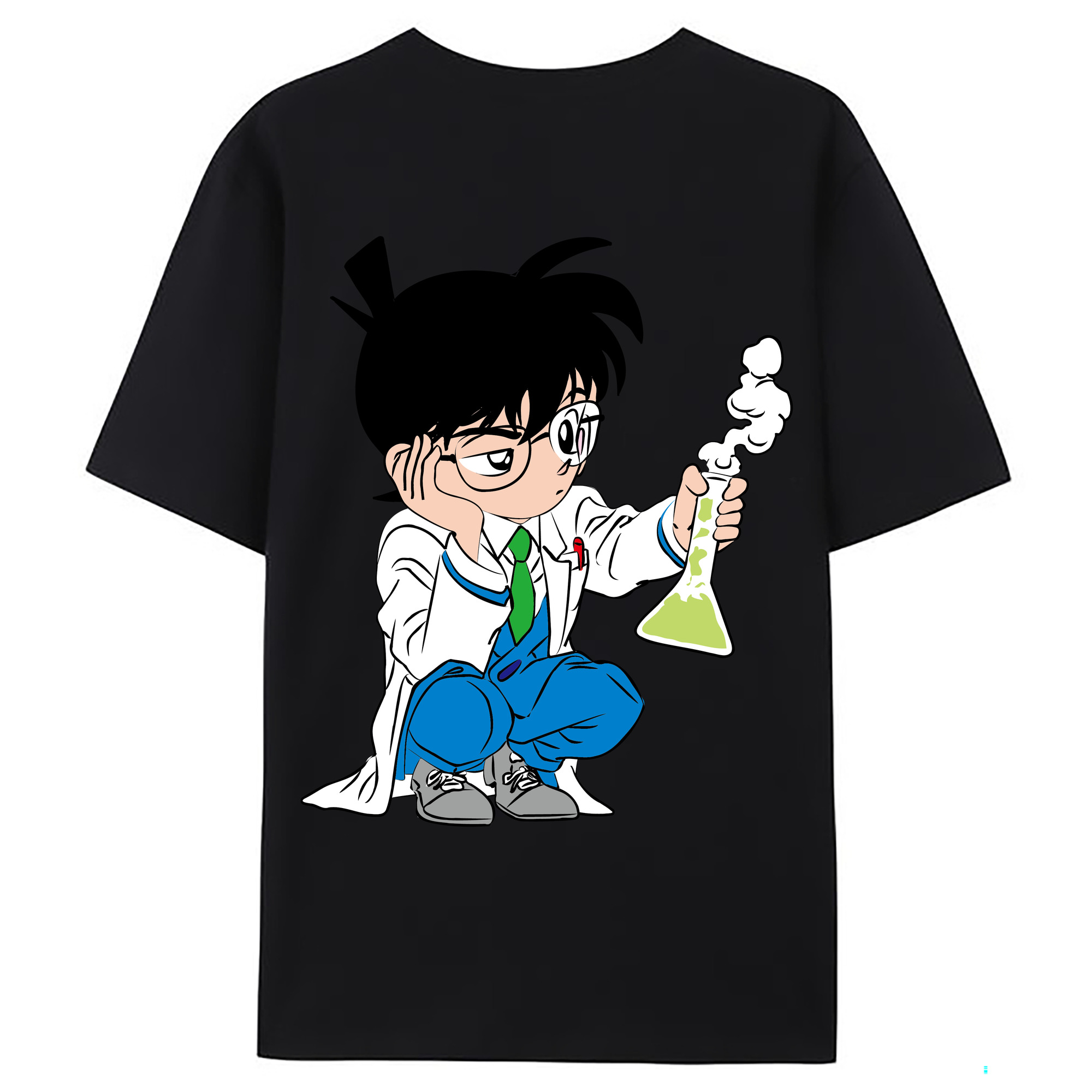 （画像用） 名探偵コナン 江戸川 コナン Detective Conan Conan Edogawa 綿100％ メンズ半袖Tシャツ（バックプリント） 通気性