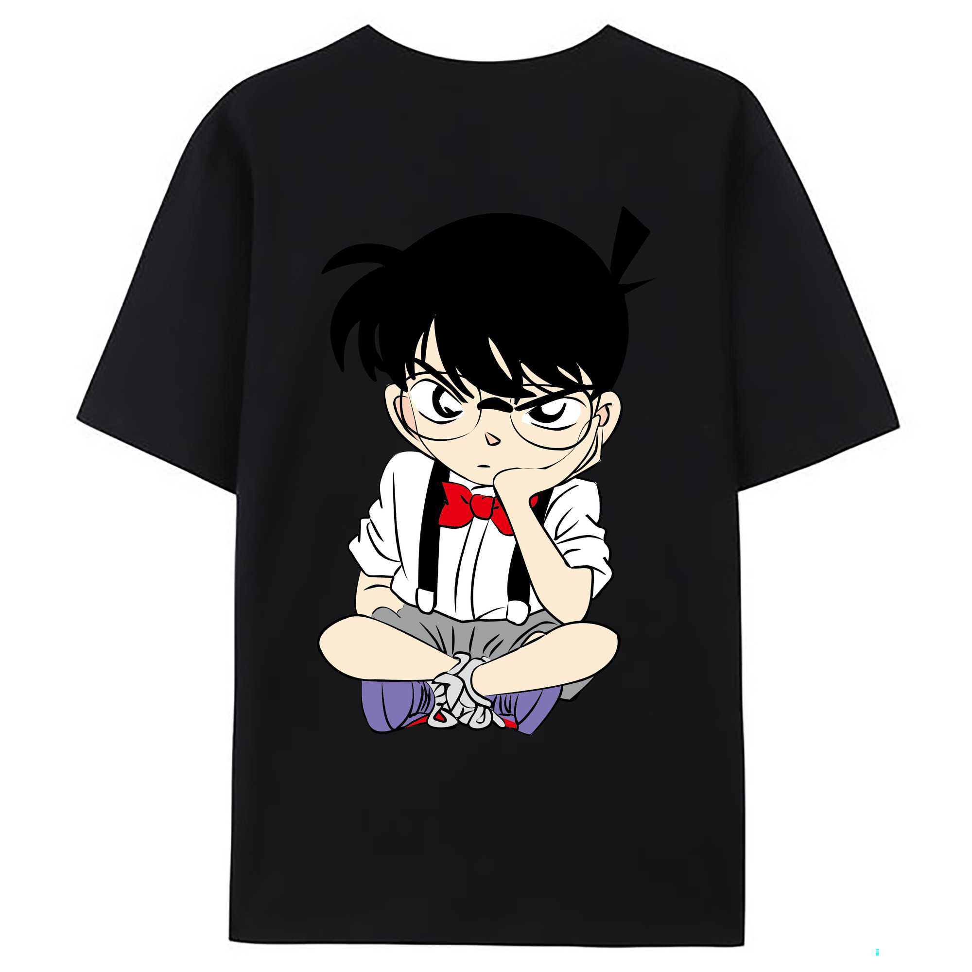 （画像用） 名探偵コナン 江戸川 コナン Detective Conan Conan Edogawa 綿100％ メンズ半袖Tシャツ（バックプリント） 通気性