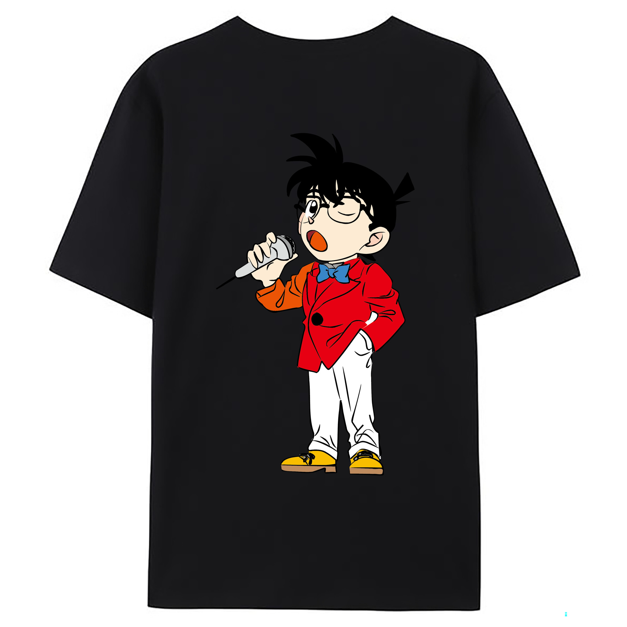 （画像用） 名探偵コナン 江戸川 コナン Detective Conan Conan Edogawa 綿100％ メンズ半袖Tシャツ（バックプリント） 通気性