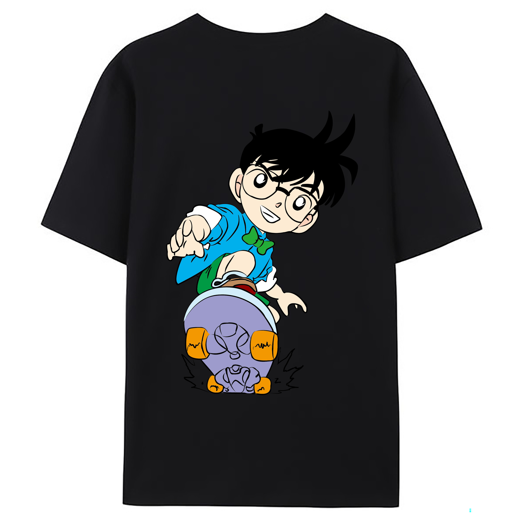 （画像用） 名探偵コナン 江戸川 コナン Detective Conan Conan Edogawa 綿100％ メンズ半袖Tシャツ（バックプリント） 通気性