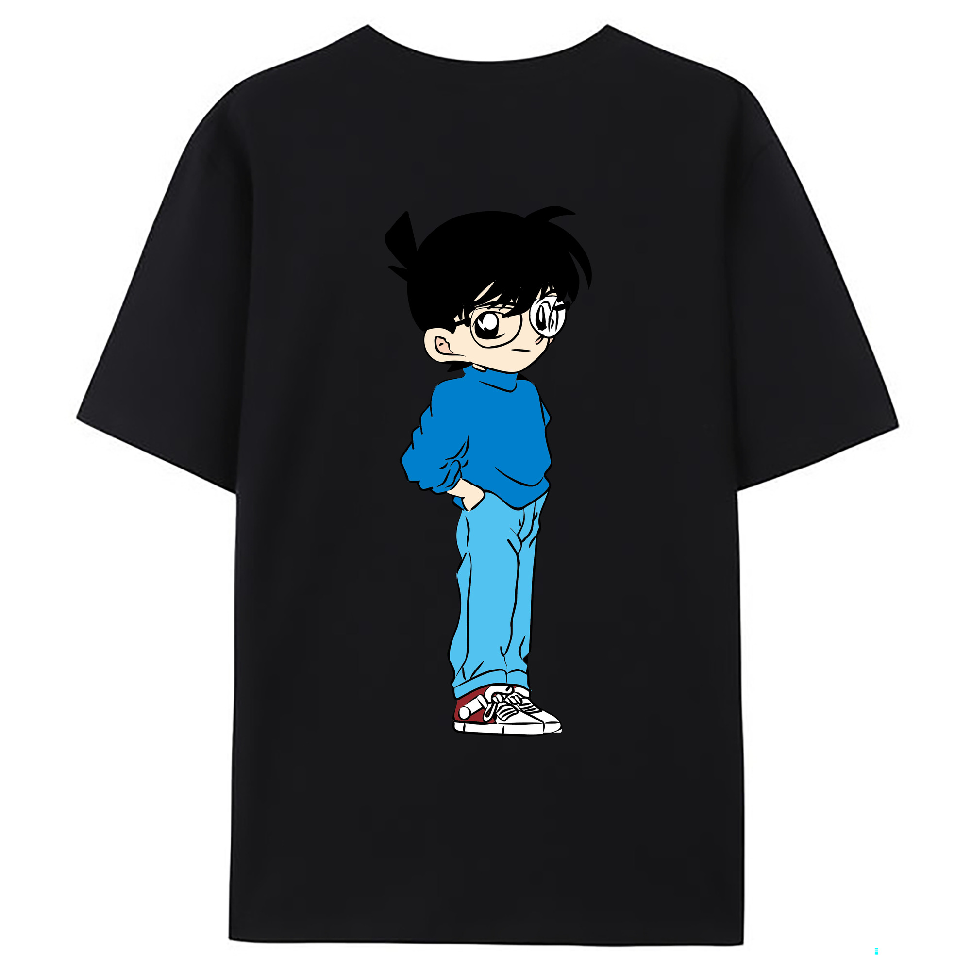 （画像用） 名探偵コナン 江戸川 コナン Detective Conan Conan Edogawa 綿100％ メンズ半袖Tシャツ（バックプリント） 通気性