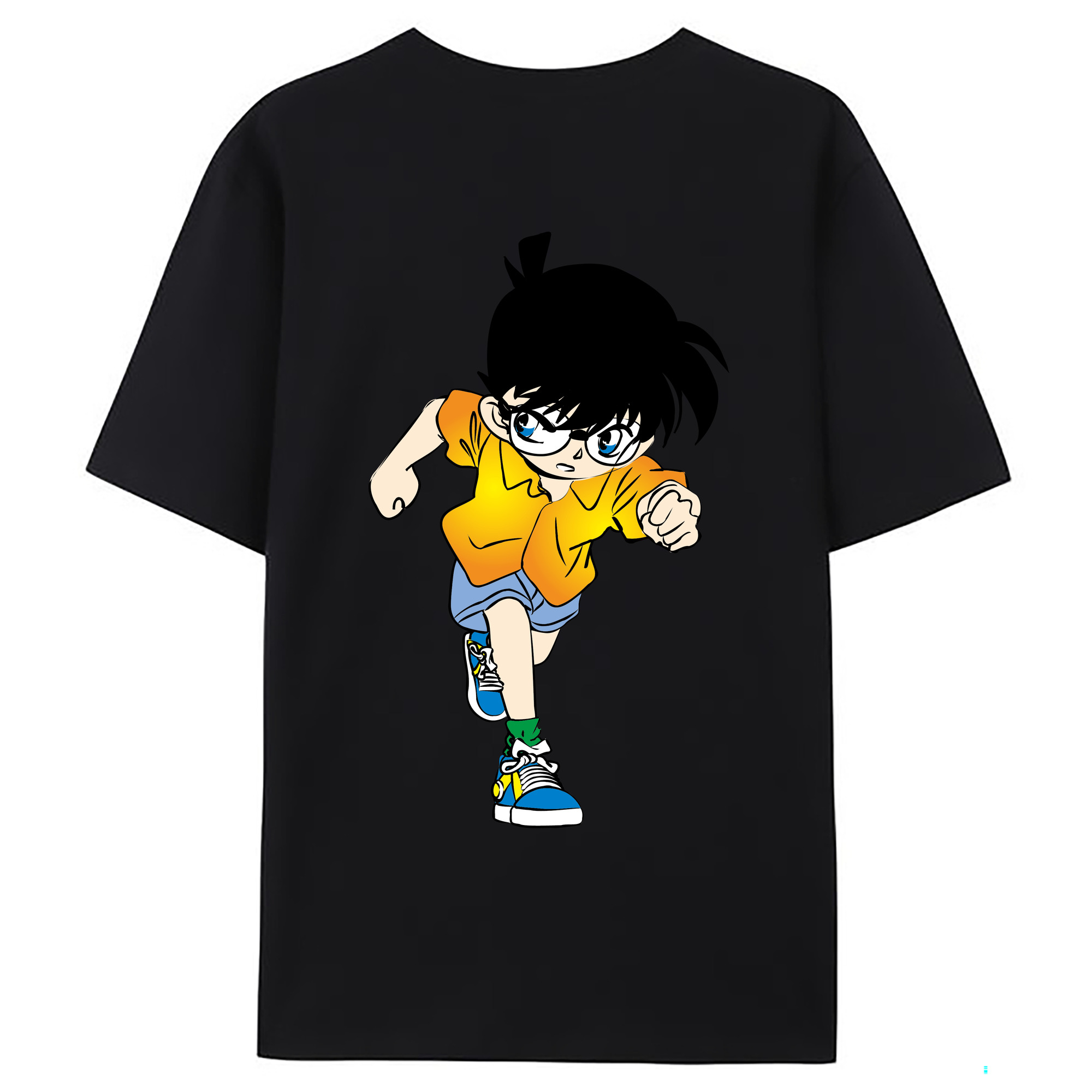 （画像用） 名探偵コナン 江戸川 コナン Detective Conan Conan Edogawa 綿100％ メンズ半袖Tシャツ（バックプリント） 通気性