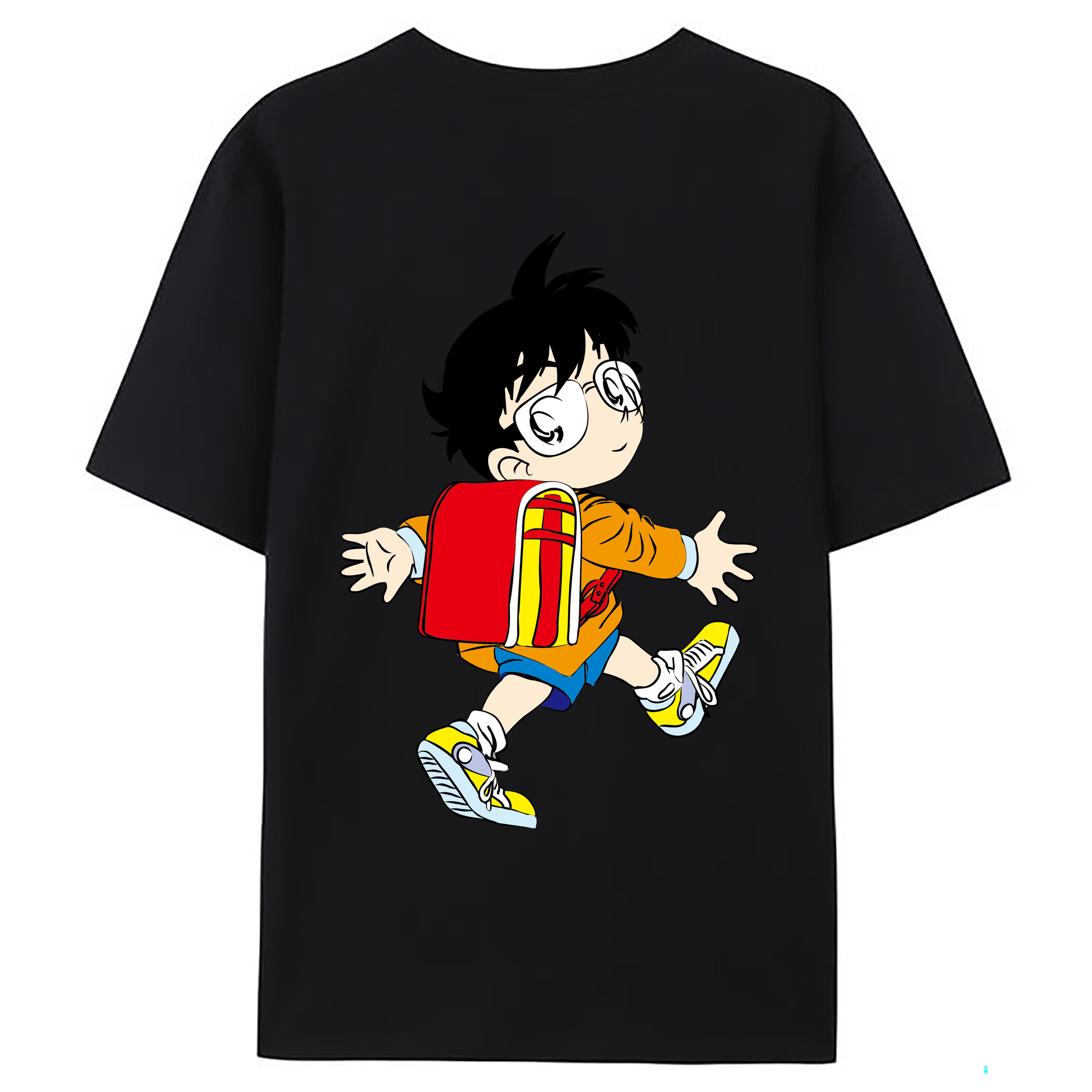 （画像用） 名探偵コナン 江戸川 コナン Detective Conan Conan Edogawa 綿100％ メンズ半袖Tシャツ（バックプリント） 通気性