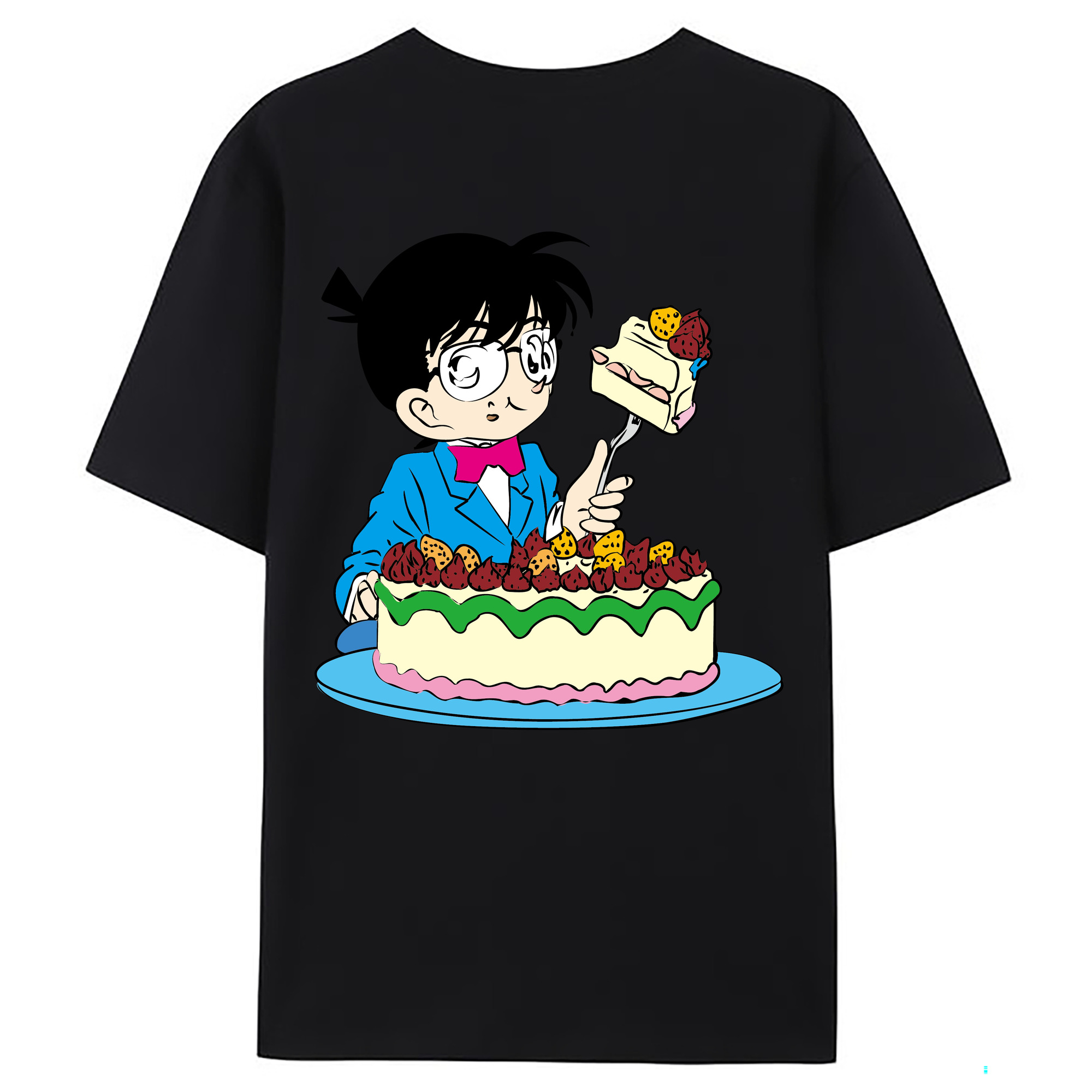 （画像用） 名探偵コナン 江戸川 コナン Detective Conan Conan Edogawa 綿100％ メンズ半袖Tシャツ（バックプリント） 通気性