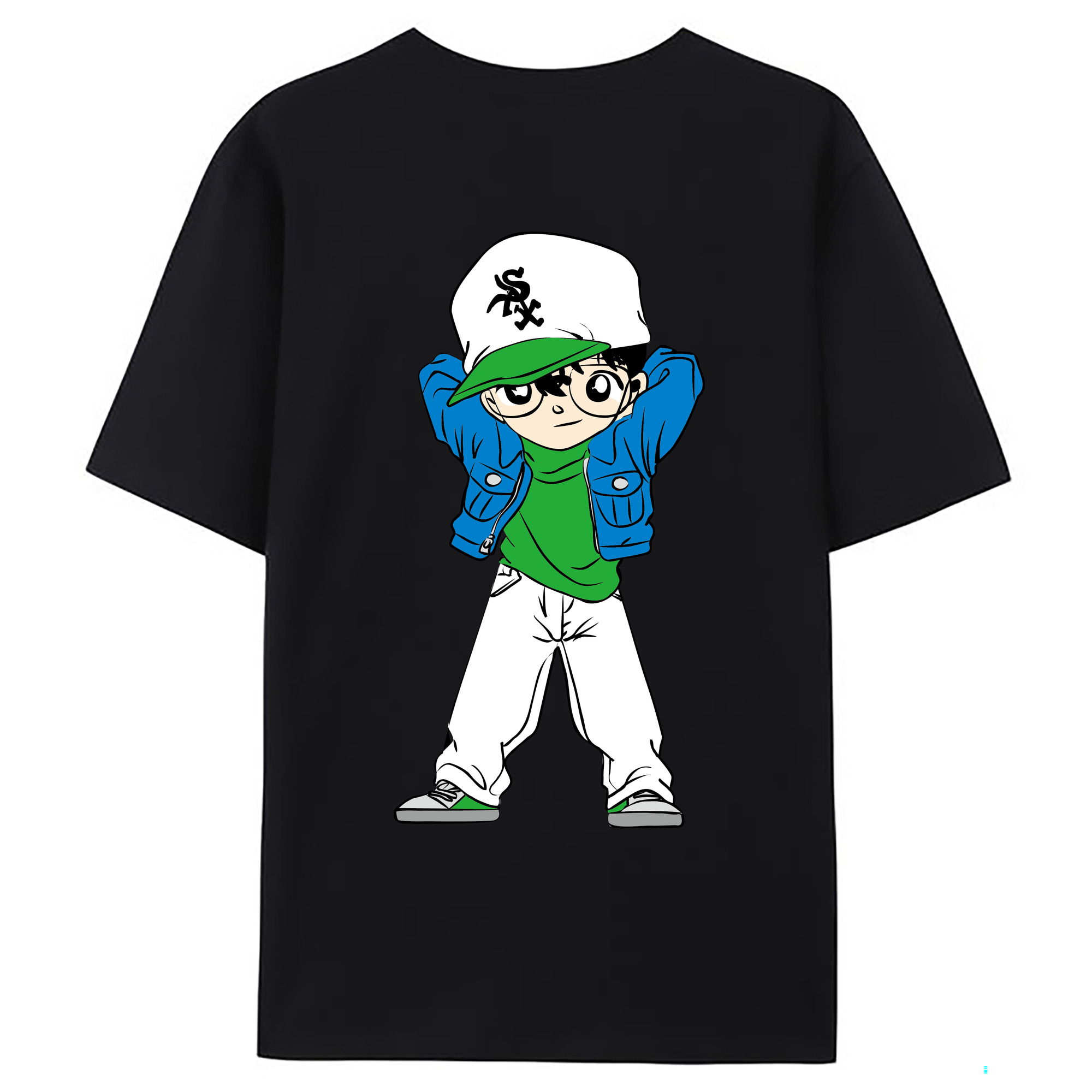 （画像用） 名探偵コナン 江戸川 コナン Detective Conan Conan Edogawa 綿100％ メンズ半袖Tシャツ（バックプリント） 通気性
