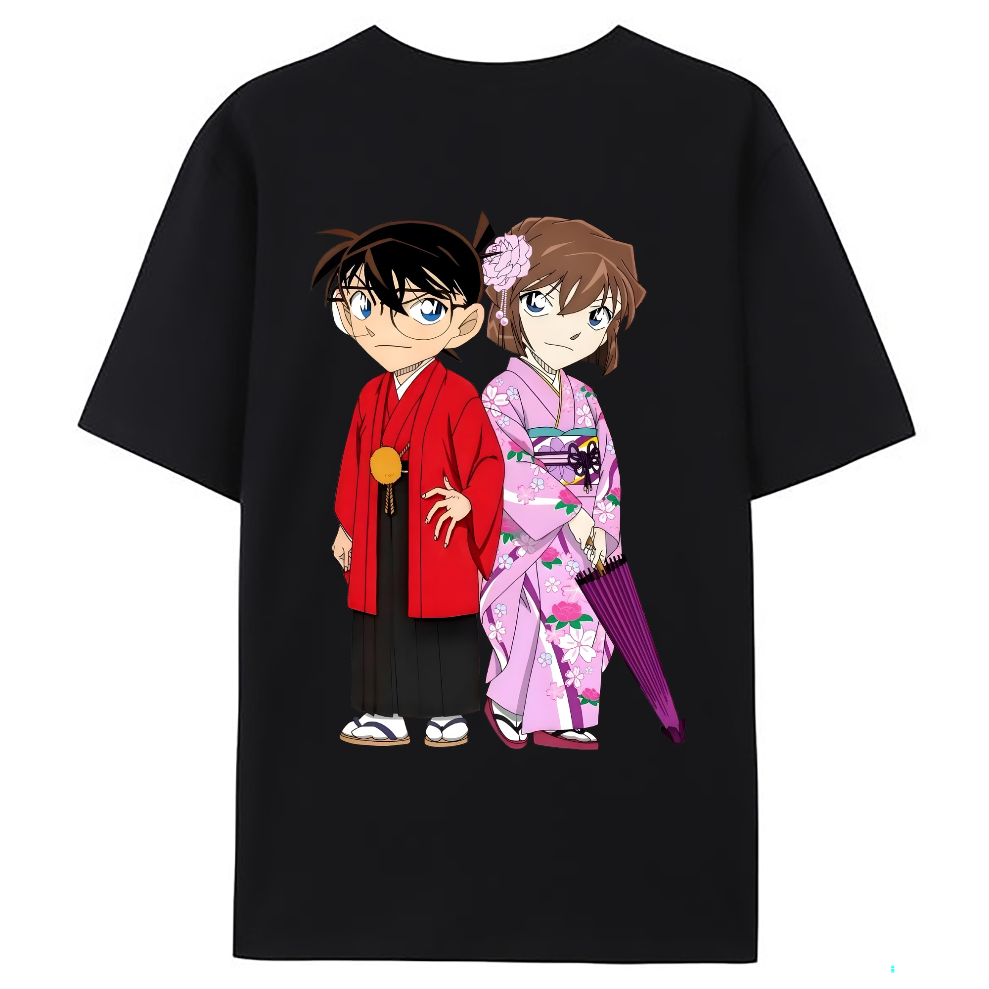 （画像用） 名探偵コナン 江戸川 コナン Detective Conan Conan Edogawa 綿100％ メンズ半袖Tシャツ（バックプリント） 通気性