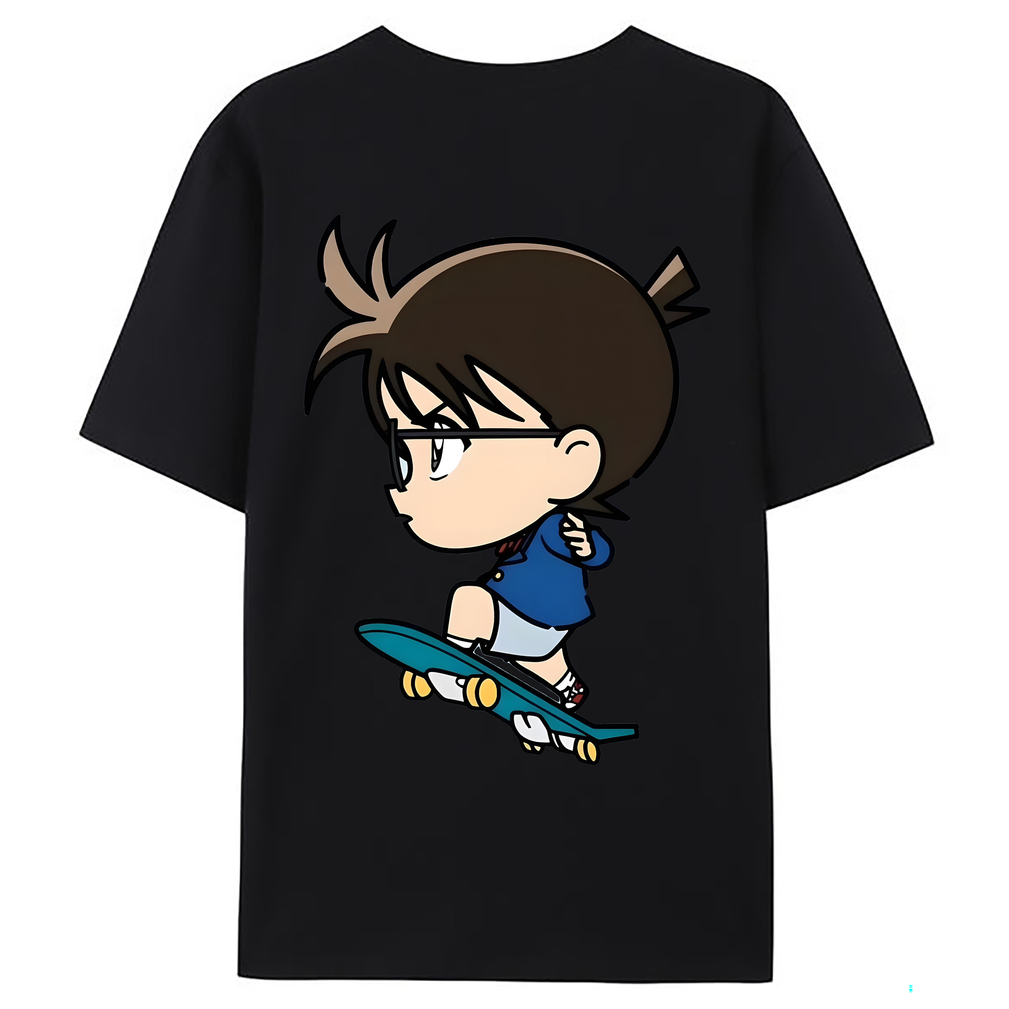 （画像用） 名探偵コナン 江戸川 コナン Detective Conan Conan Edogawa 綿100％ メンズ半袖Tシャツ（バックプリント） 通気性