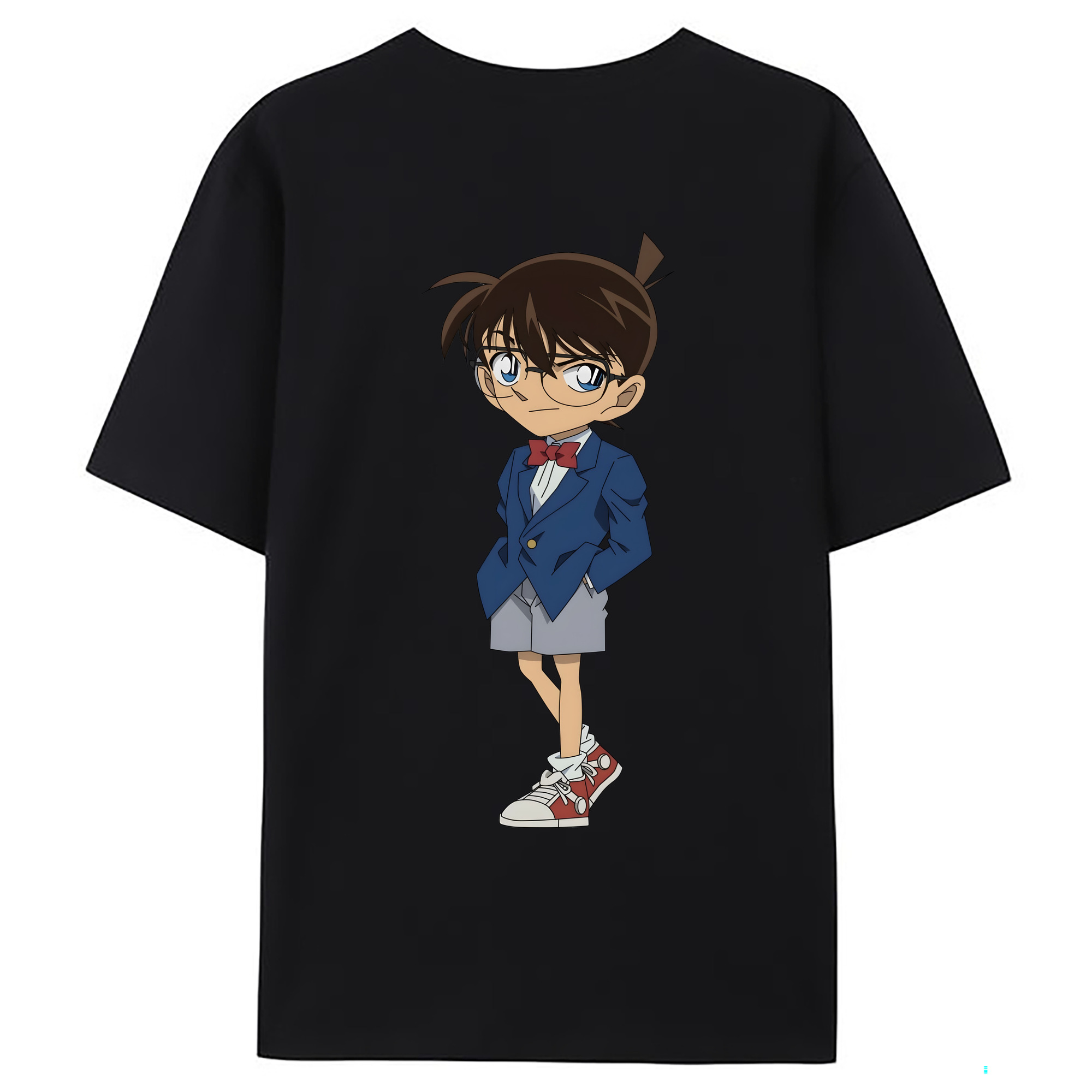 （画像用） 名探偵コナン 江戸川 コナン Detective Conan Conan Edogawa 綿100％ メンズ半袖Tシャツ（バックプリント） 通気性