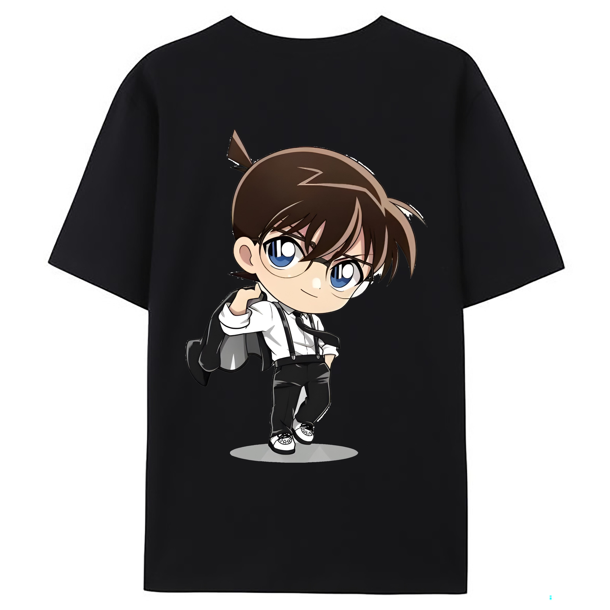 （画像用） 名探偵コナン 江戸川 コナン Detective Conan Conan Edogawa 綿100％ メンズ半袖Tシャツ（バックプリント） 通気性