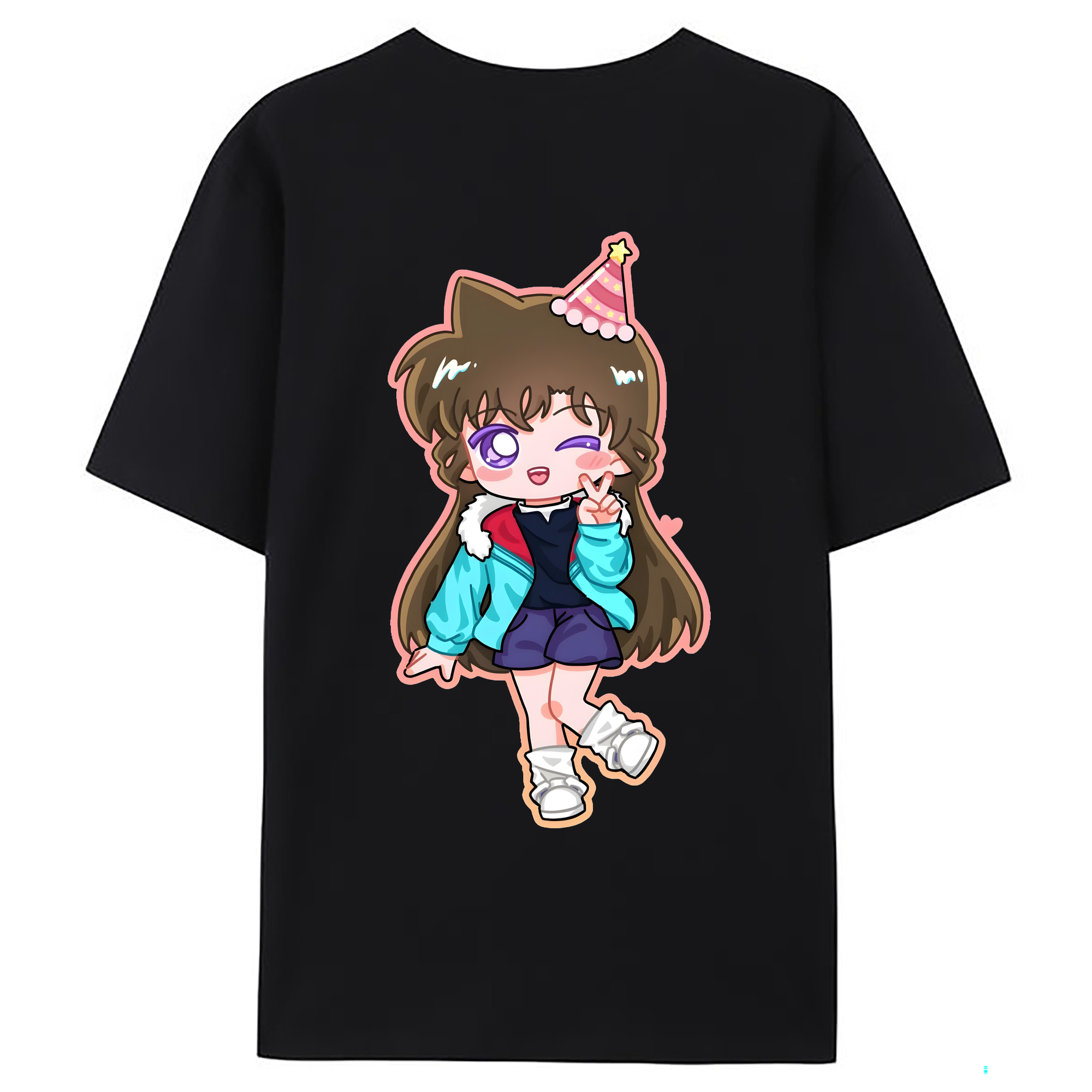 （画像用） 名探偵コナン 毛利 蘭 もうり らん、モーリ ラン Detective Conan Rachel Moore 綿100％ メンズ半袖Tシャツ（バックプリント） 通気性
