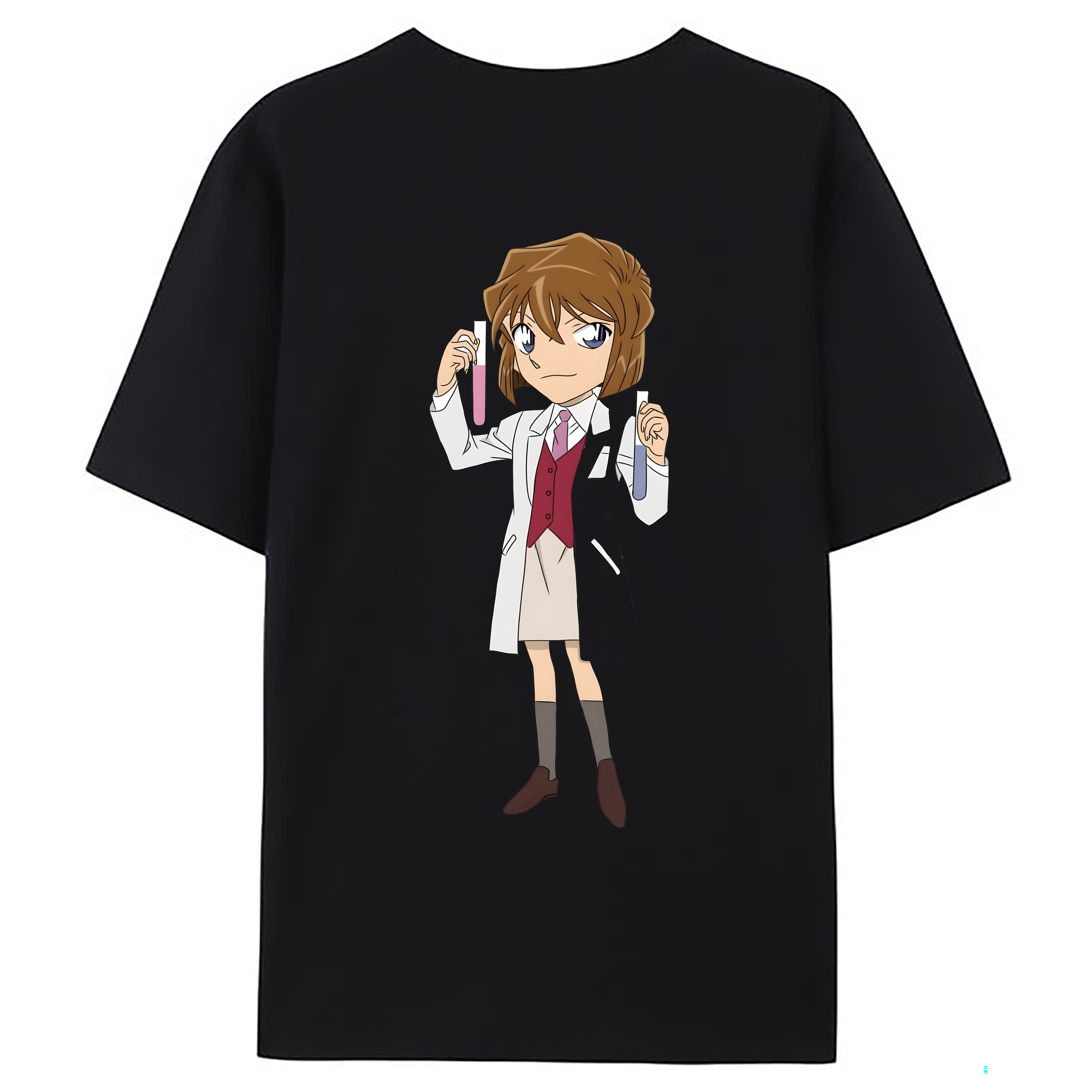 （画像用） 名探偵コナン 灰原 哀 はいばら あい Detective Conan Anita Hailey、Vi Graythorn Haibara Ai 綿100％ メンズ半袖Tシャツ（バックプリント） 通気性