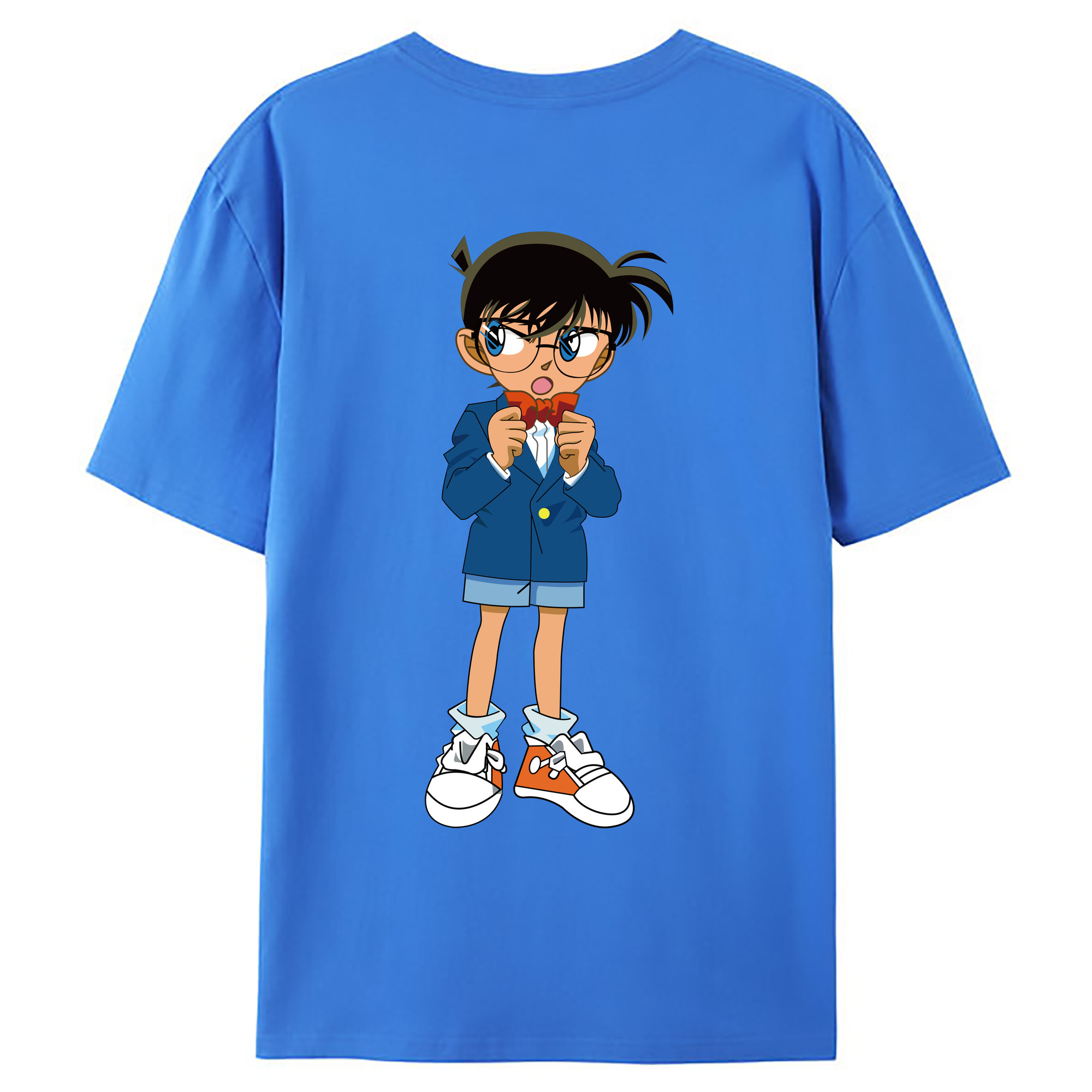 （画像用） 名探偵コナン 江戸川 コナン Detective Conan Conan Edogawa 綿100％ メンズ半袖Tシャツ（バックプリント） 通気性