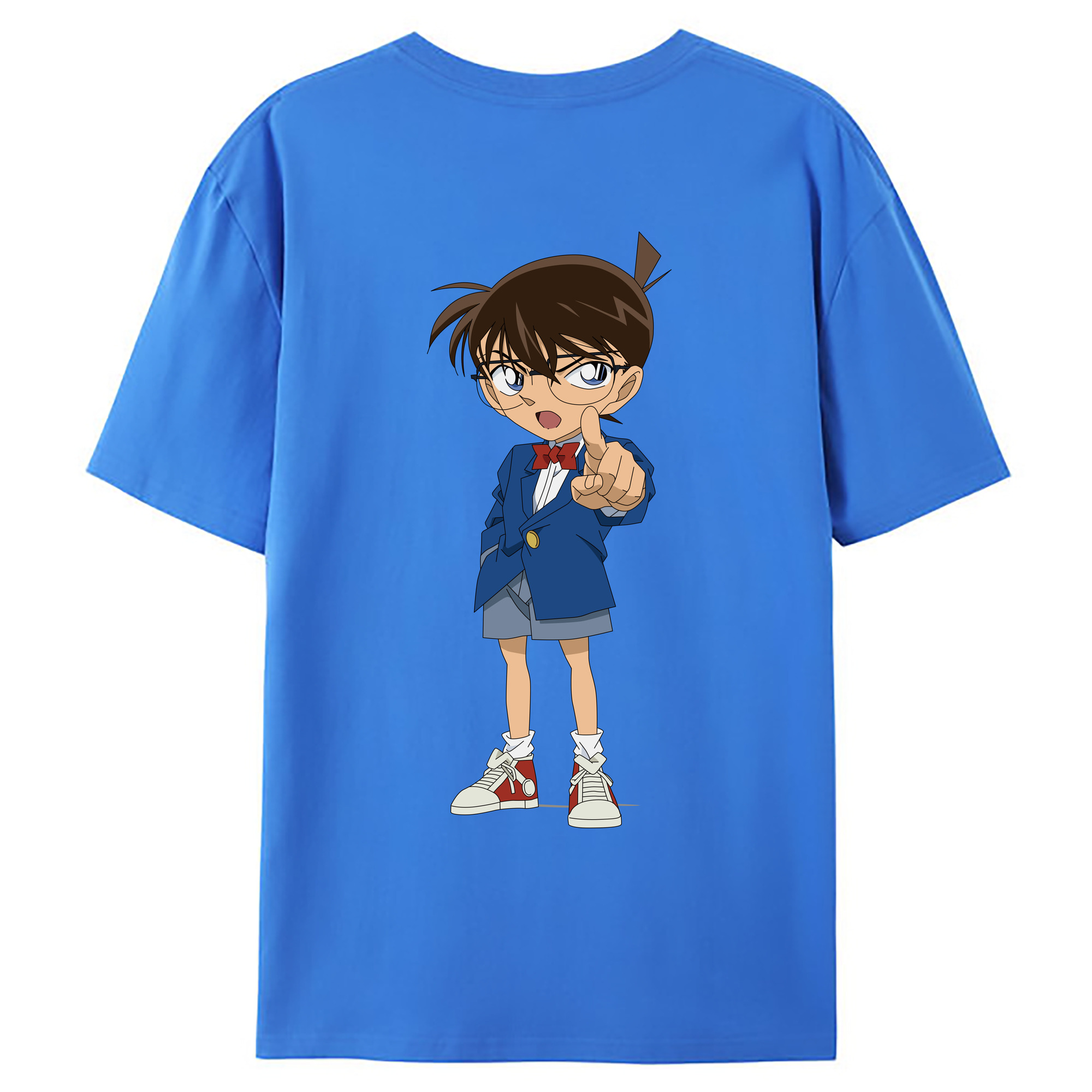 （画像用） 名探偵コナン 江戸川 コナン Detective Conan Conan Edogawa 綿100％ メンズ半袖Tシャツ（バックプリント） 通気性
