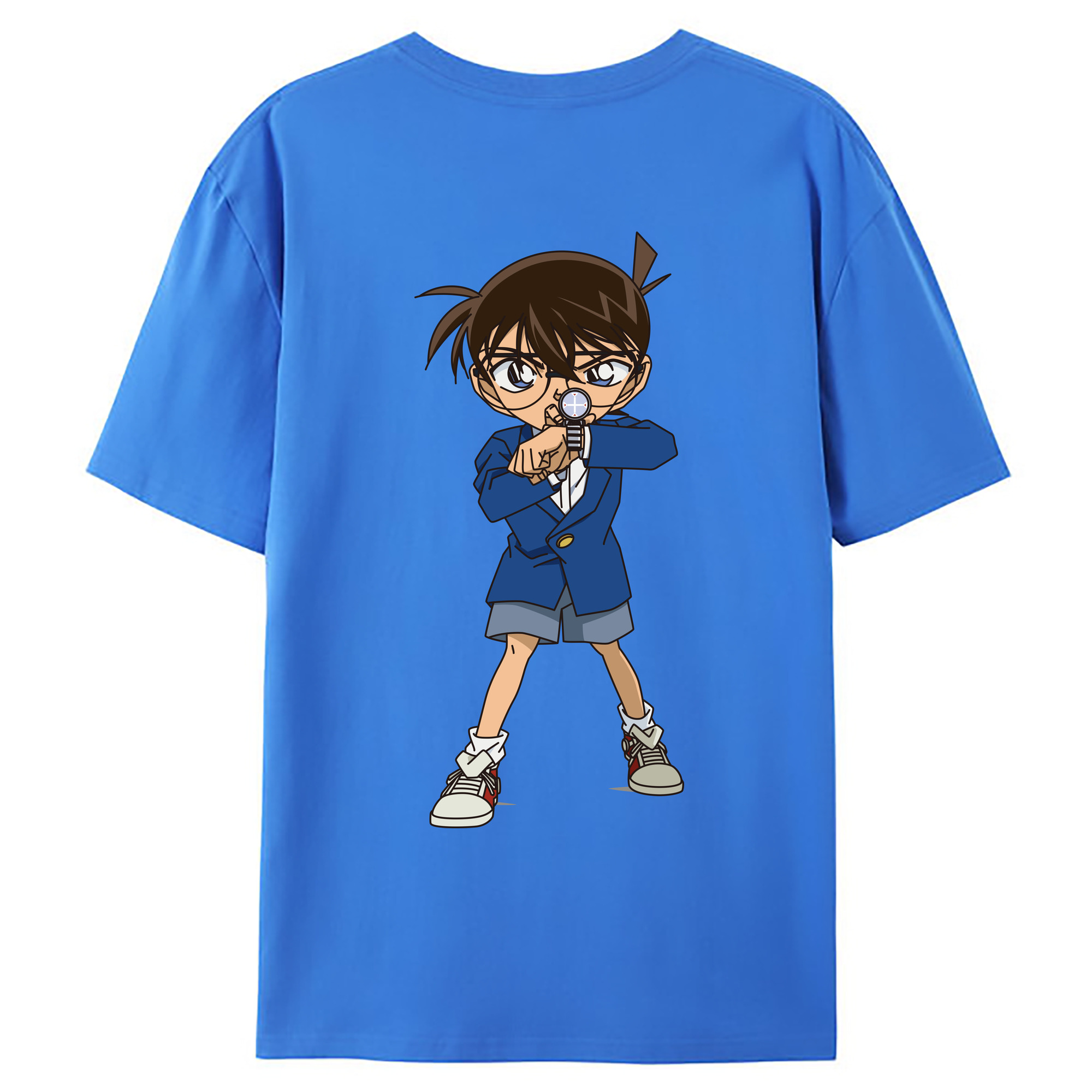 （画像用） 名探偵コナン 江戸川 コナン Detective Conan Conan Edogawa 綿100％ メンズ半袖Tシャツ（バックプリント） 通気性