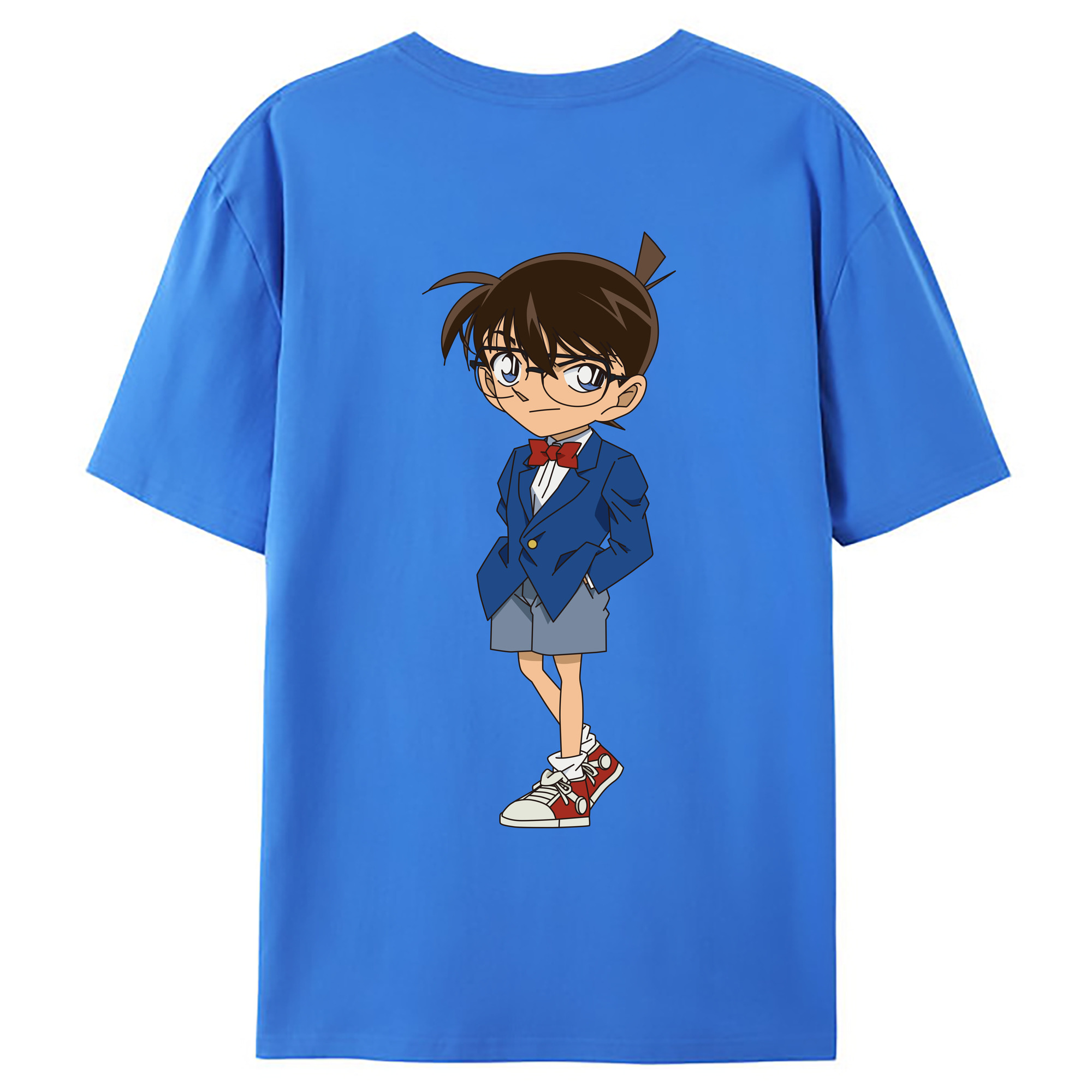 （画像用） 名探偵コナン 江戸川 コナン Detective Conan Conan Edogawa 綿100％ メンズ半袖Tシャツ（バックプリント） 通気性
